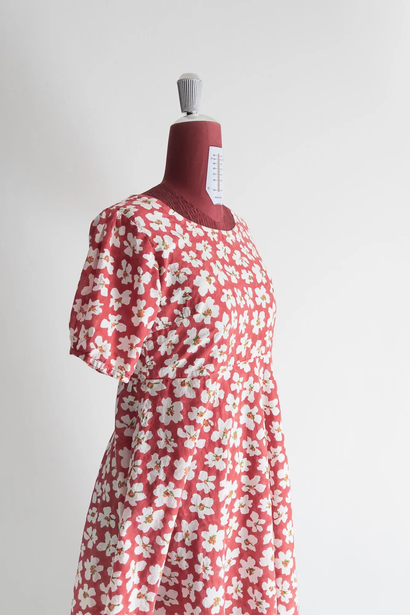 floral babydoll day nap dress m/l – block print cotton – y2k vintage 00s - image 3