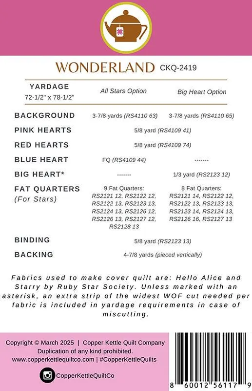 Wonderland Quilt Pattern by Copper Kettle Quilt Company - Fat Quarter Friendly - Makes 4 Quilts - Pattern ONLY - CKQ2419 - image 5