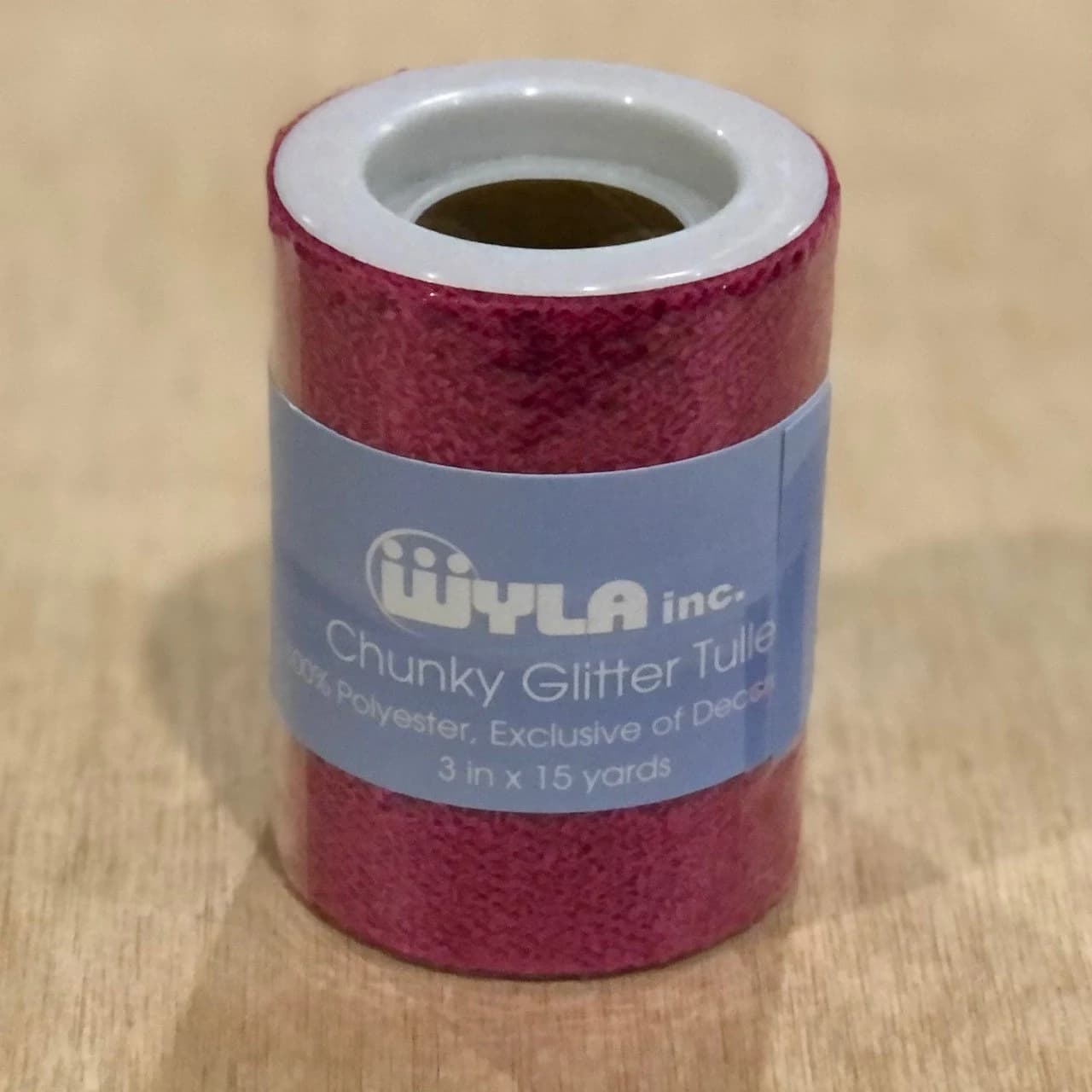 Chunky Glitter Tulle by Wyla Inc. - Glittered Tulle - 100% Polyester - 3" Wide - 15-Yard Spool - HOT PINK