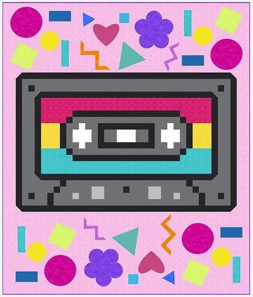Patchwork Mixtape Quilt Pattern by Brooke's Bitchin' Stitches - Pixelated - 1980's Cassette Tape - Makes 78" x 92" Quilt - Pattern ONLY - image 4