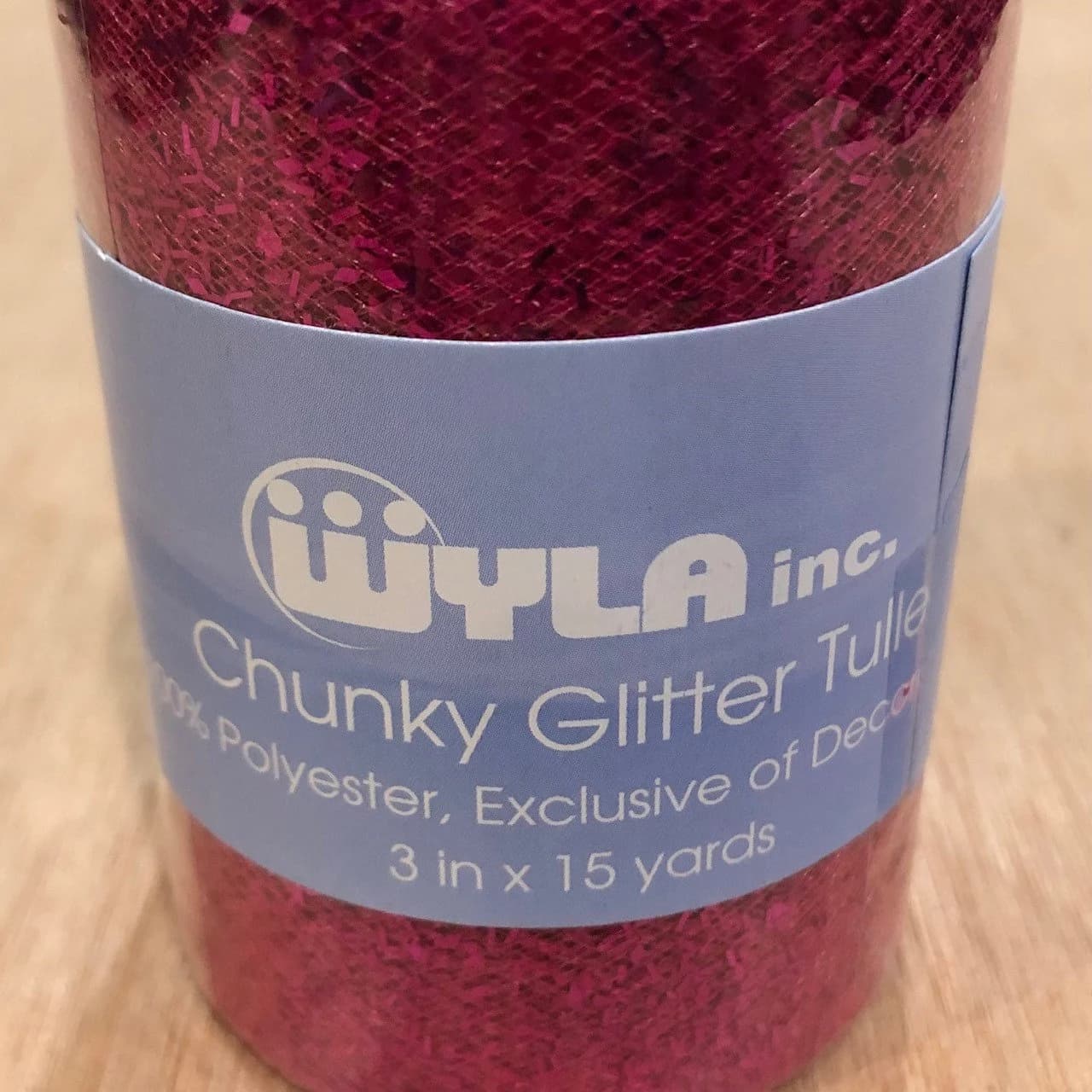 Chunky Glitter Tulle by Wyla Inc. - Glittered Tulle - 100% Polyester - 3" Wide - 15-Yard Spool - HOT PINK - image 2
