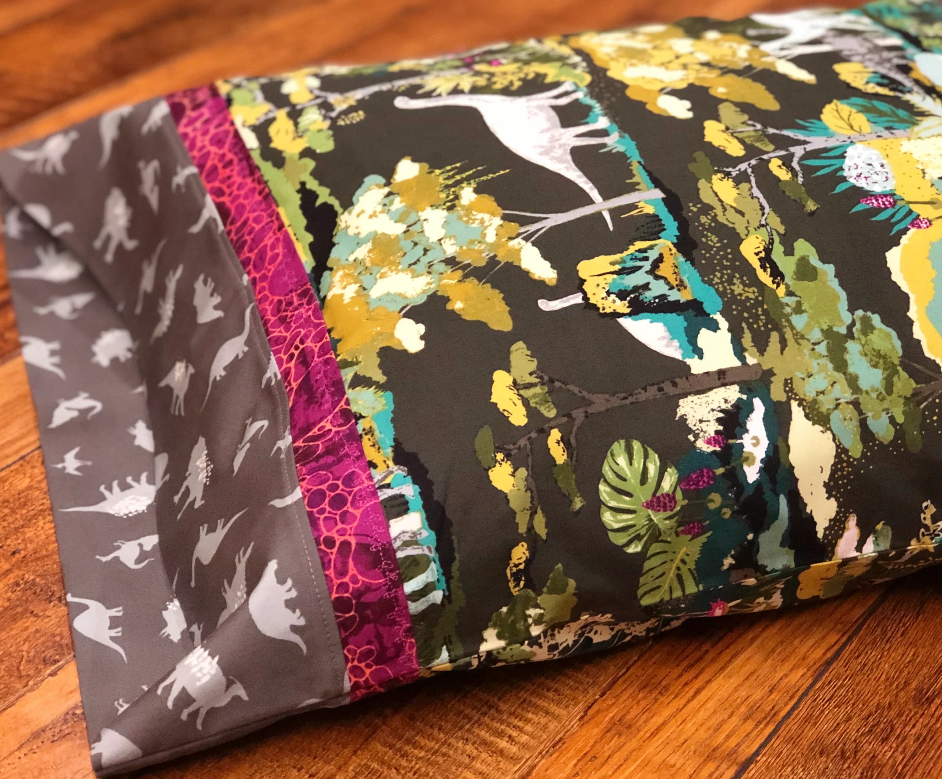 SET - 2 Designer Pillowcases - Dinosaurs Theme - Standard Size