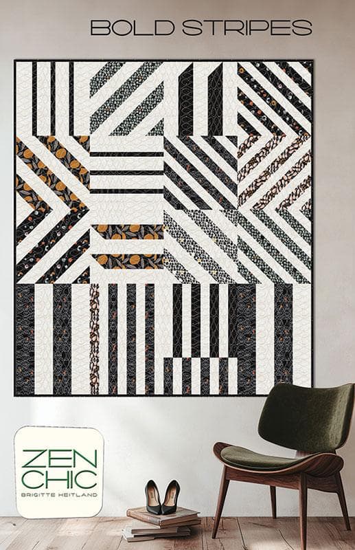 Bold Stripes Quilt Pattern by Brigitte Heitland from Zen Chic - Stylish, Bold, Chic - Makes 65" x 73" Finished Quilt - Pattern ONLY - ZCBTQP - image 3