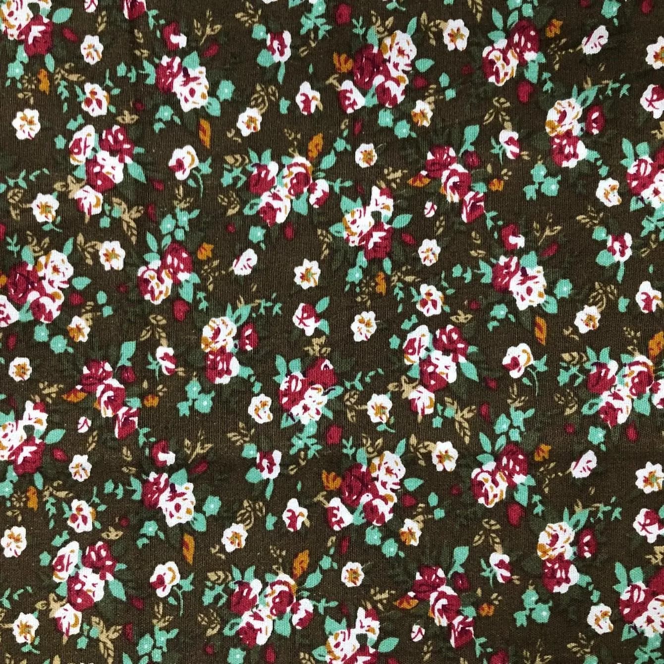 Brown Floral Fabric - 1 Piece - 19" x 56" - Unknown Designer/Manufacturer - See Description - image 4