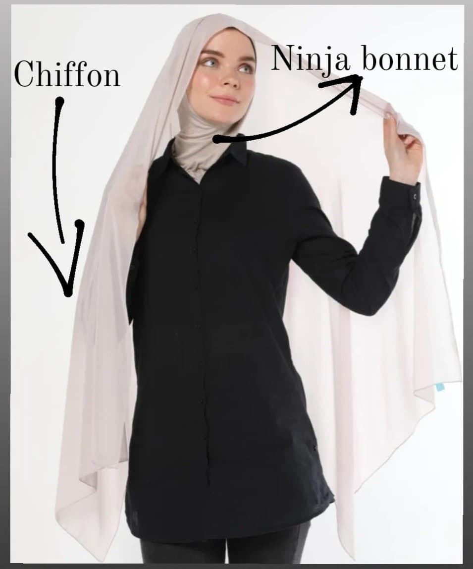 Turkish Chiffon Instant Hijab Scarf with Ninja Cap - image 3