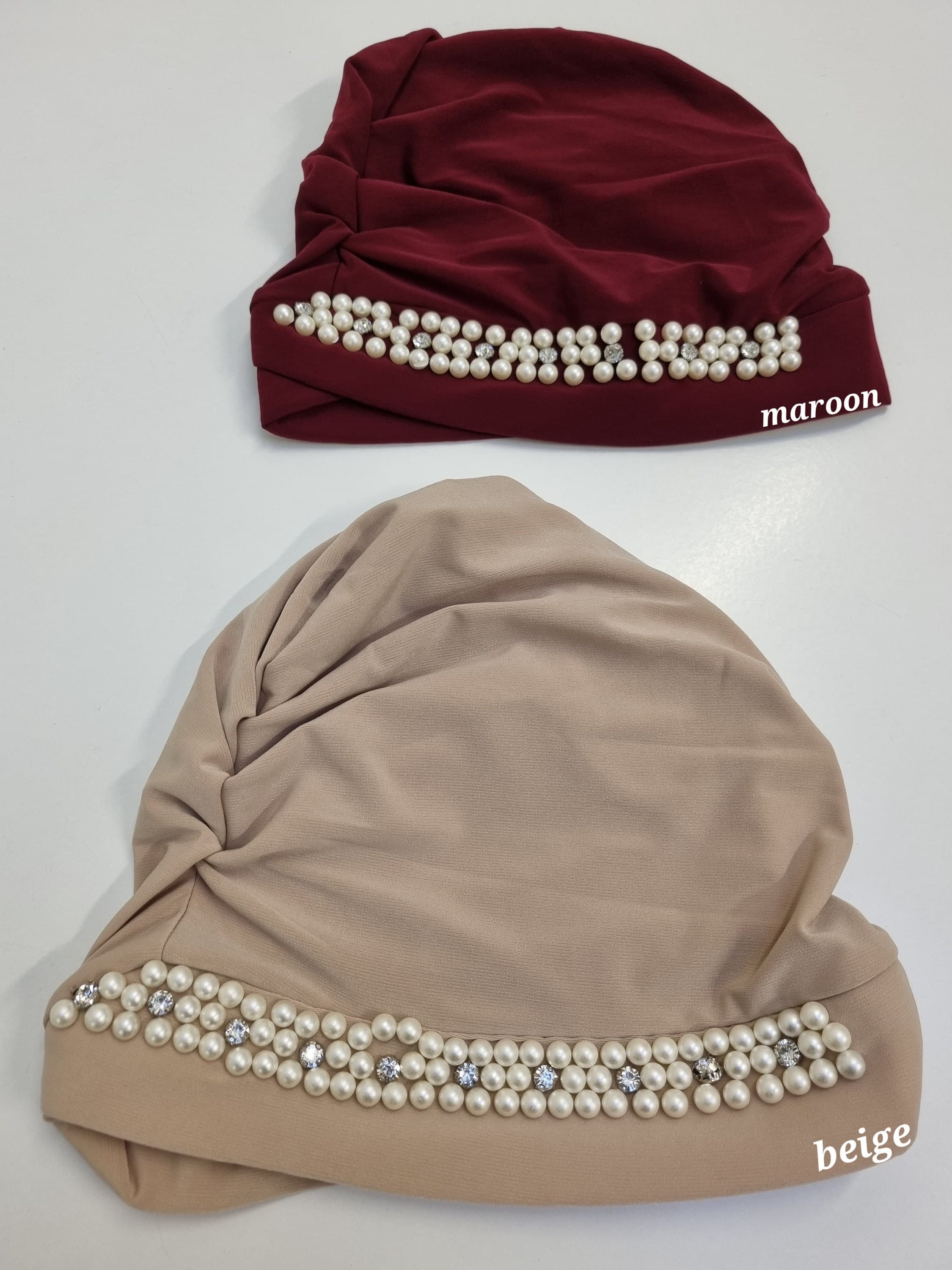 Pearl Turban for Women, Cotton Hijab Undercap, Instant Head Wrap - image 4