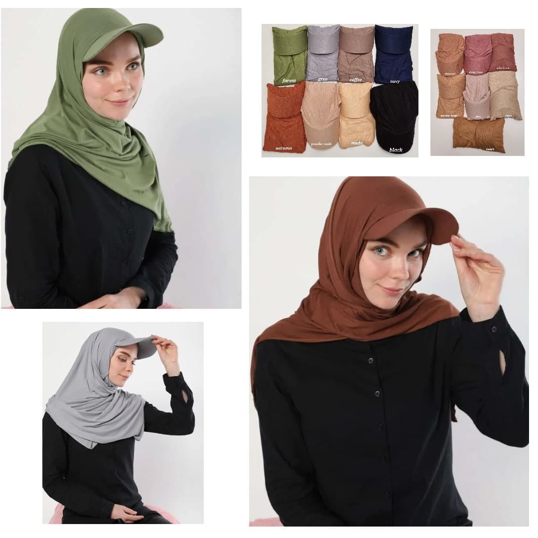 Jersey Cap Hijab Made in Turkey Premium Quality Hijab Cap Instant Hijab Cap attached with Bonnet - image 4