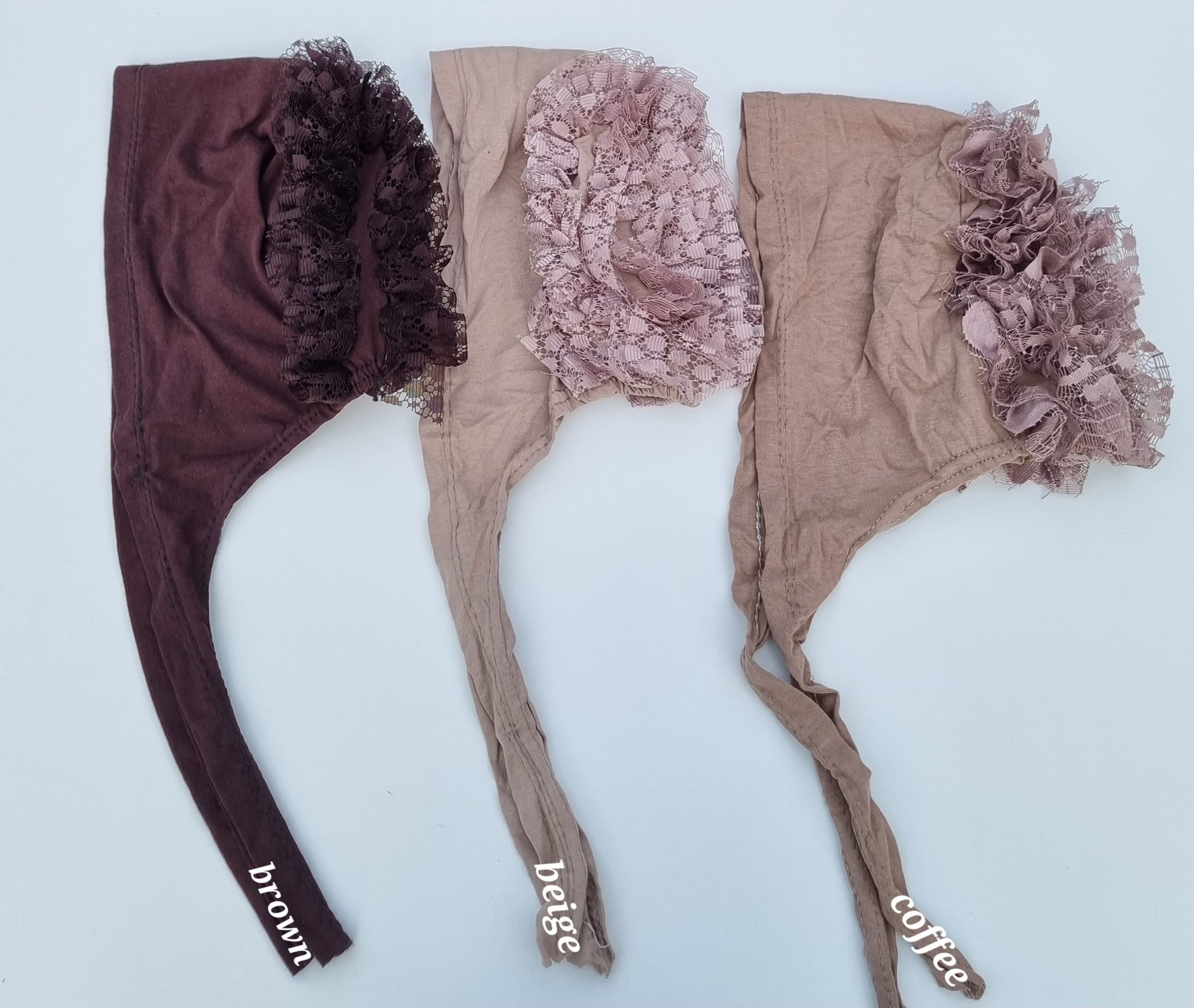 Volumizing Viscose Hijab Bonnet with Lace, Tie Back - Made in Turkey - image 3