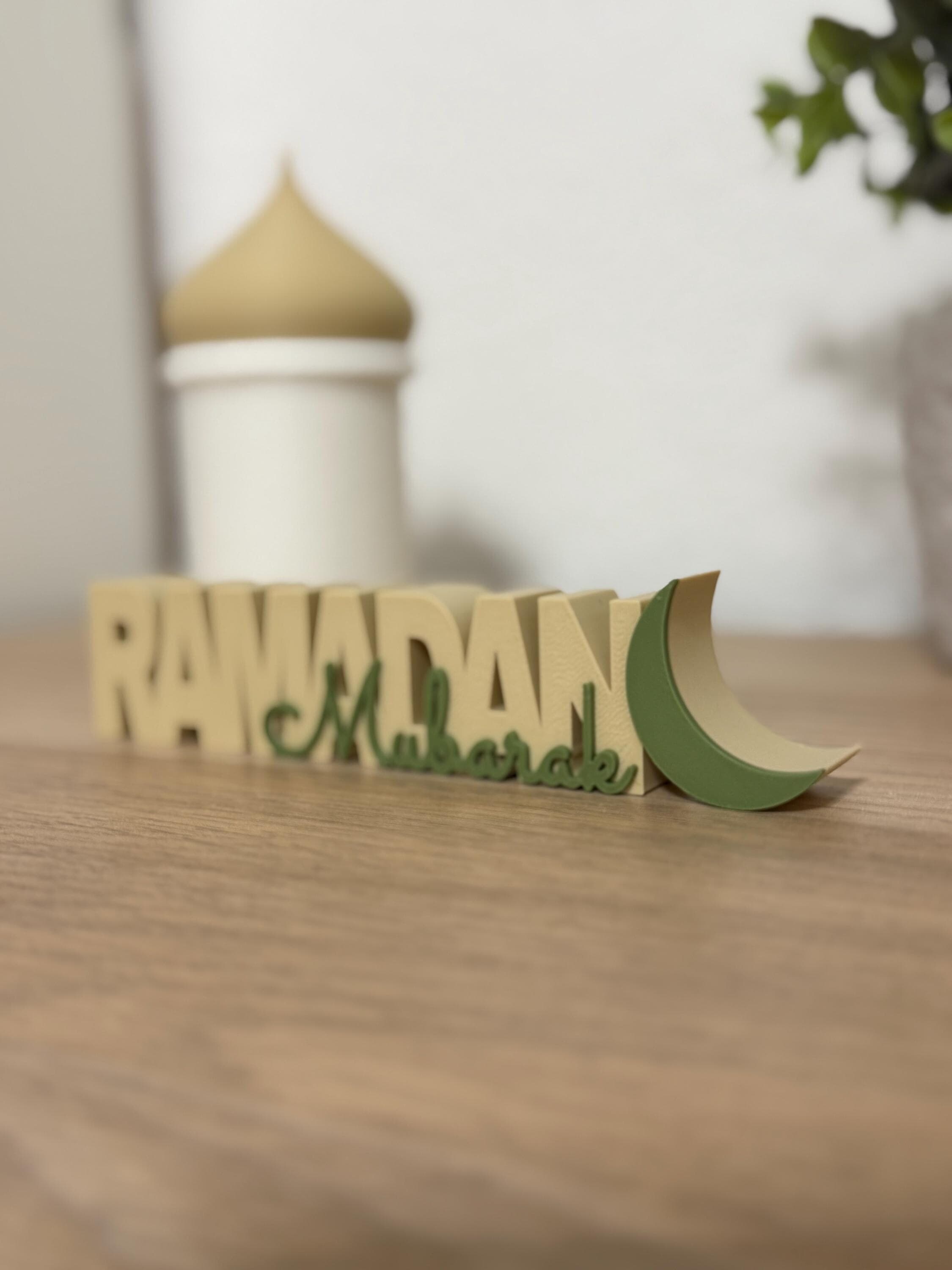 Ramadan Mubarak Schriftzug | Moderne Islamisches Geschenk | 3D Gedruckter Aufsteller | Eid Geschenk Idee | Ramadan Deko für Tisch 3D Druck - image 3