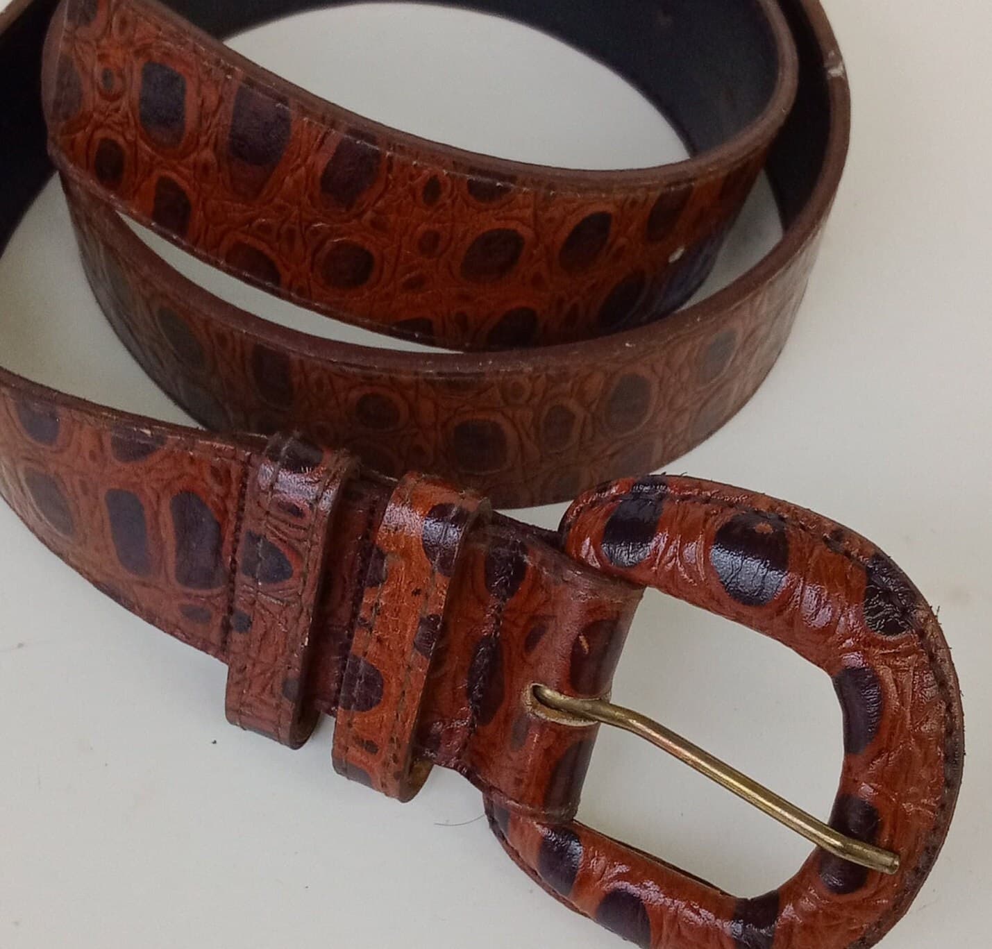 Krizia Moods/EmbossedAnimal Print Leather Belt/Size 10-12  Medium 90's Fashion Designer - image 3