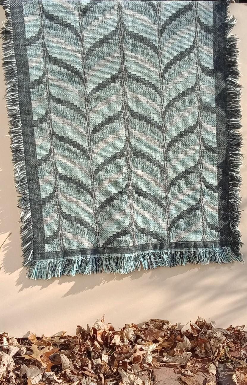 Fringed Soft Cotton Rug 2X4 Feet Turquoise Blue Pale Pink Black Chevron Pattern