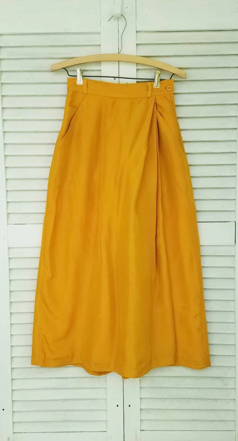 NOS/ Saffron Silk Gaucho Skirt Pants Culottes Skort Boho Pants/Pat Argenti