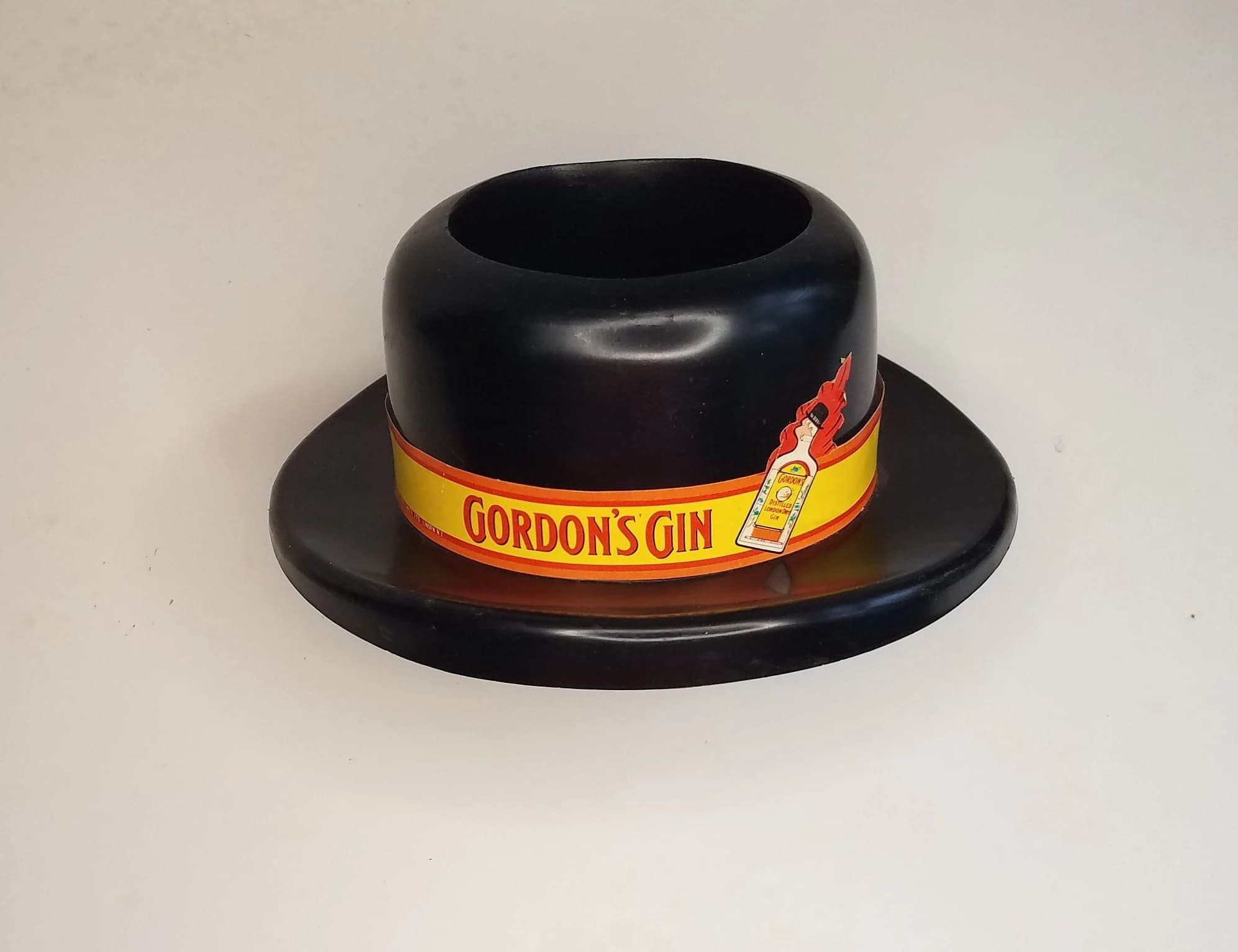 Gordon's Gin Bowler Derby Hat Straw Caddy/Swizzle Stick Straw Holder/Vintage Bar