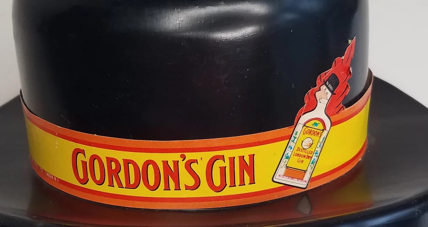 Gordon's Gin Bowler Derby Hat Straw Caddy/Swizzle Stick Straw Holder/Vintage Bar - image 3