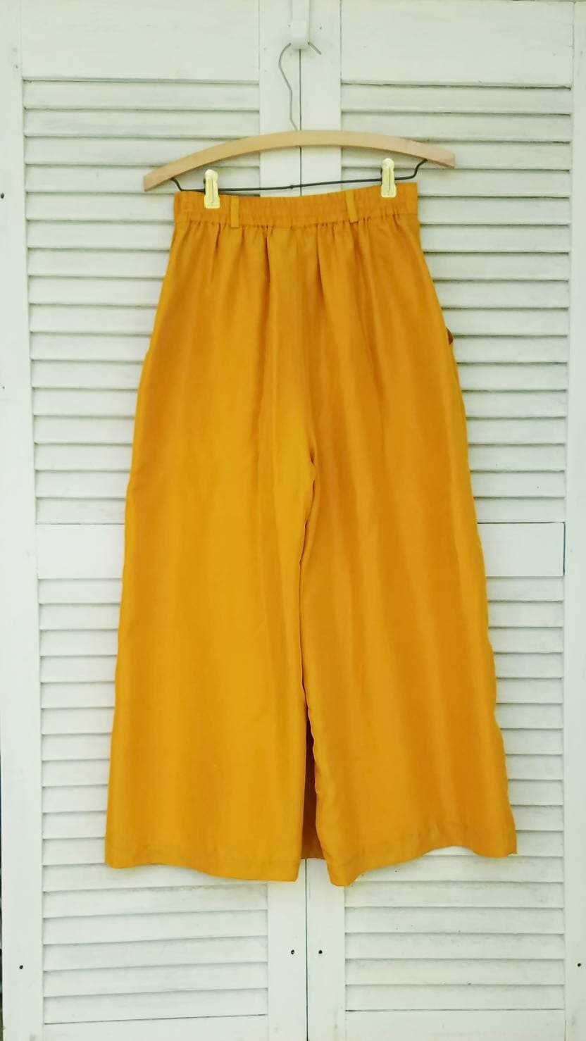 NOS/ Saffron Silk Gaucho Skirt Pants Culottes Skort Boho Pants/Pat Argenti - image 4