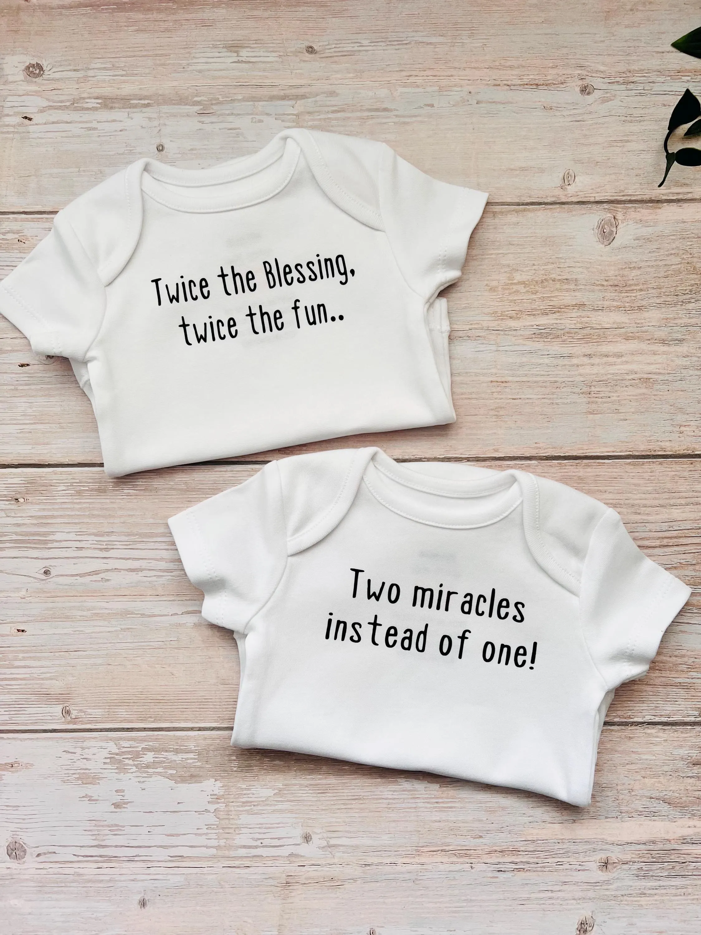 Twin Baby Gifts | Twice The Blessings Twice The Fun Twin Vests | Twin Pregnancy Announcement | Baby Shower Gift | Gift For Newborn Twins - image 5