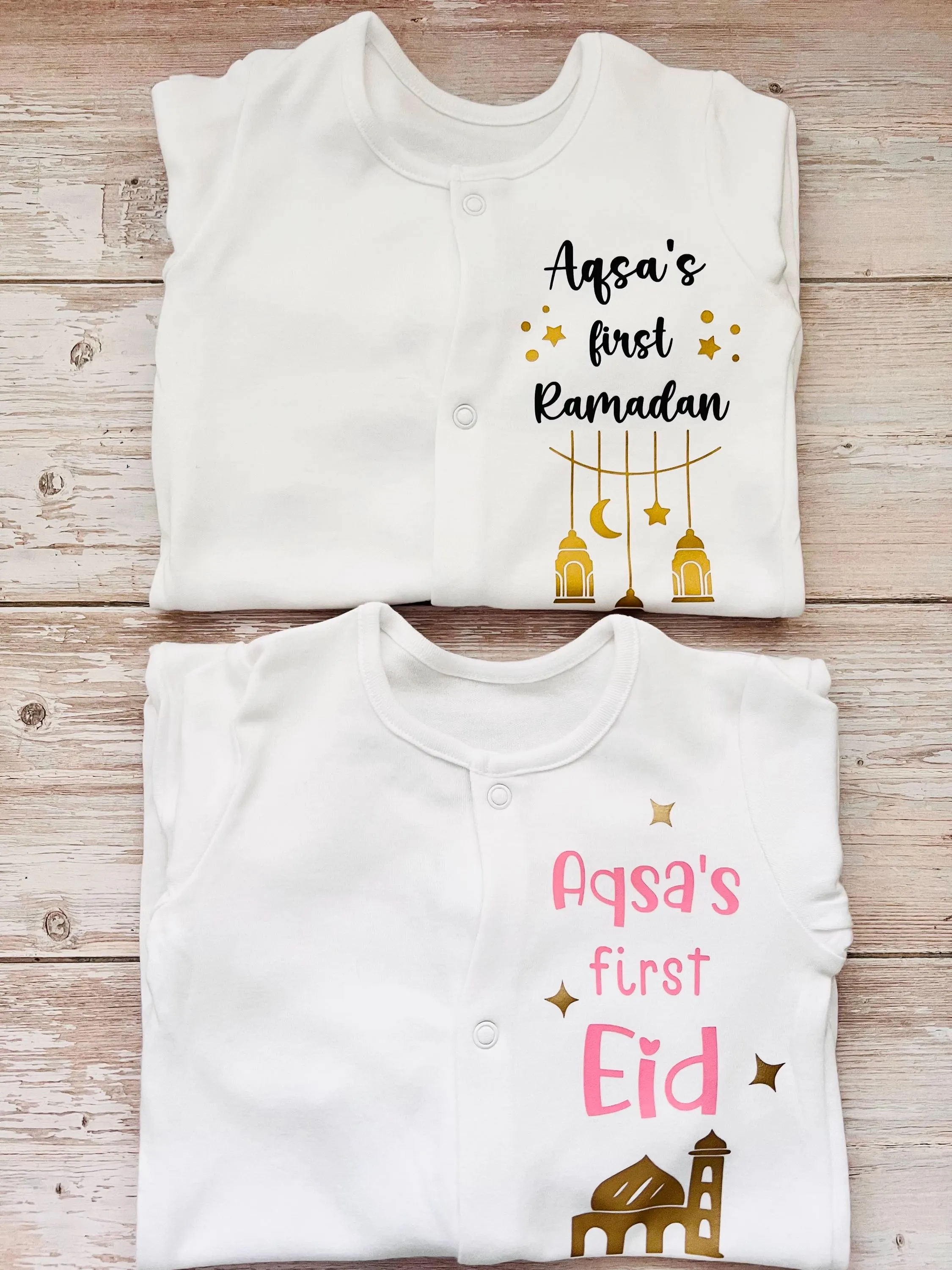 First Ramadan Sleepsuit | First Eid Baby Grows | Personalised Islamic Baby Gifts | Eid Baby Clothes | My First Ramadan Eid Muslim Baby Grows - image 4