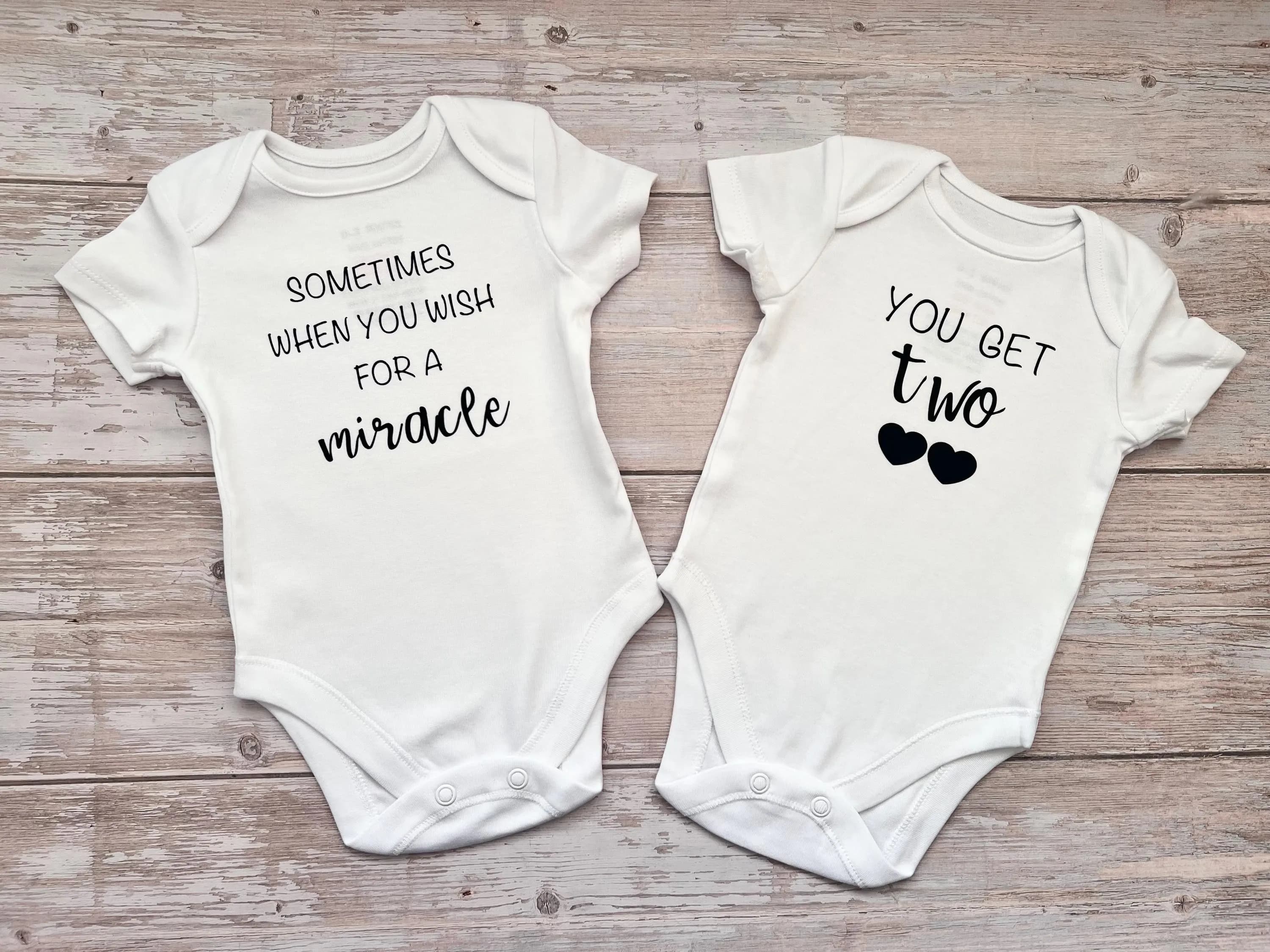 Twin Baby Gifts | Sometimes When You Wish For A Miracle You Get Two | Twin Baby Vest | Baby Announcement | IVF Pregnancy | Baby Shower Gifts - image 5