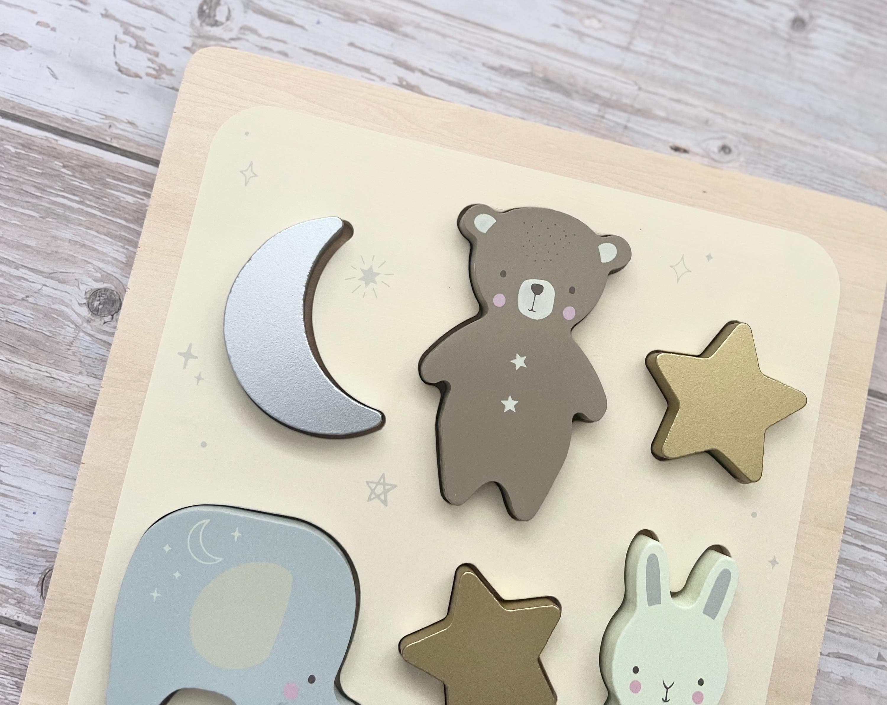 Wooden Baby Puzzles | Wooden Animal Puzzle | First Birthday Gift | New Baby Gift | Bear Nursery Decor - image 4
