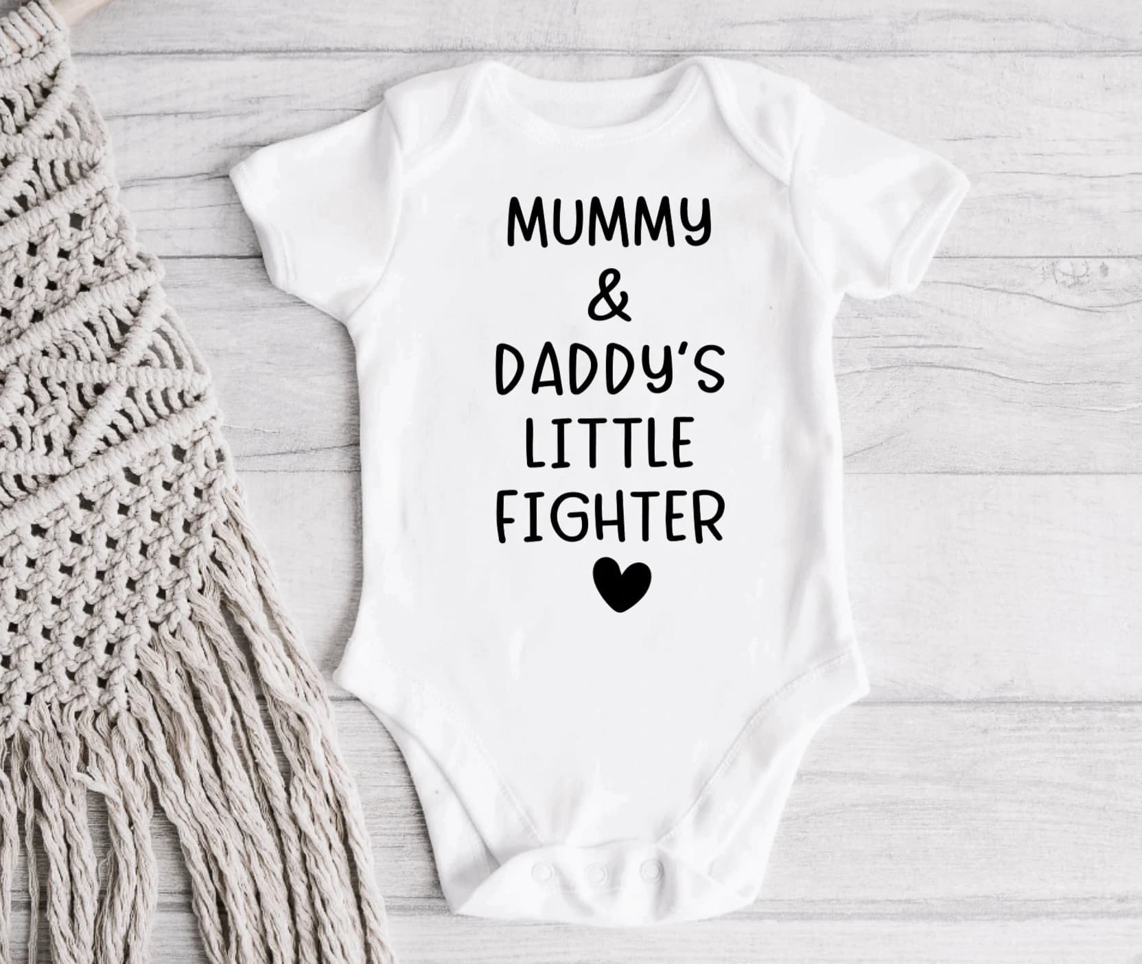Mummy & Daddy’s Little Fighter | Premature Baby Gift | Gift For Tiny Baby | Preemie Baby Clothes | Tiny Baby Vest | Nicu Baby Onesie |