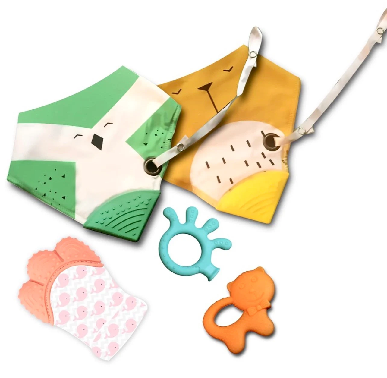 Baby Teething Bib | Teether Mitt | Teether Toy | Baby Gift | Silicone Teether | Drool Bibs For Baby | Unisex Baby Gifts | Baby Soother