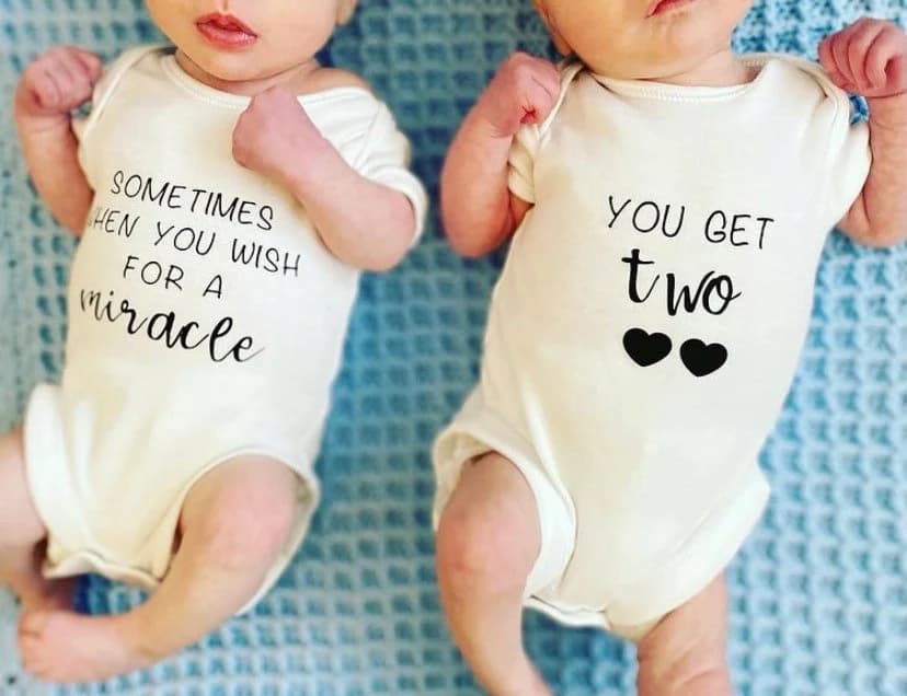 Twin Baby Gifts | Sometimes When You Wish For A Miracle You Get Two | Twin Baby Vest | Baby Announcement | IVF Pregnancy | Baby Shower Gifts - image 3