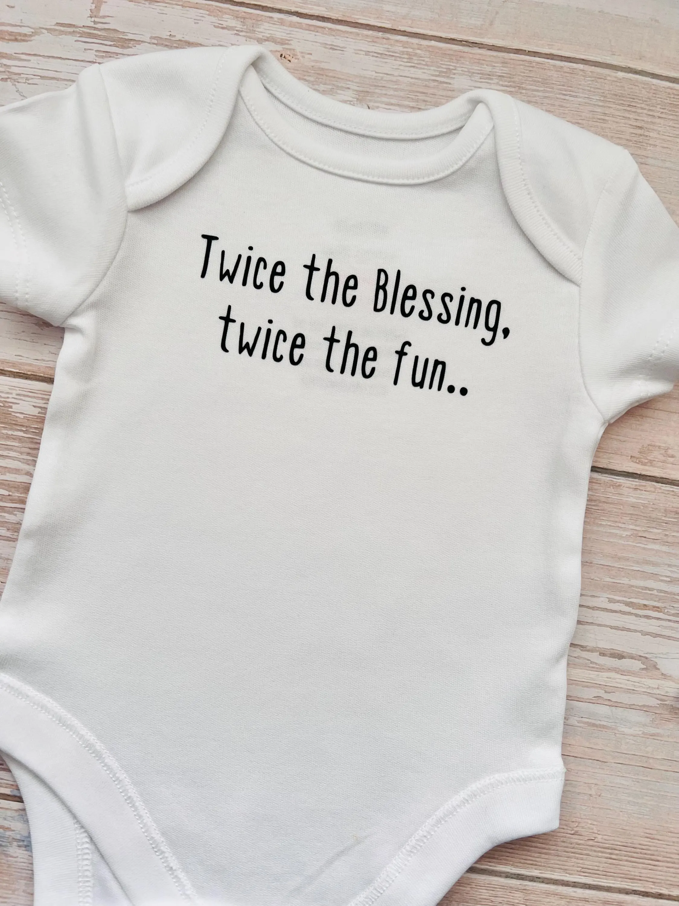 Twin Baby Gifts | Twice The Blessings Twice The Fun Twin Vests | Twin Pregnancy Announcement | Baby Shower Gift | Gift For Newborn Twins - image 3