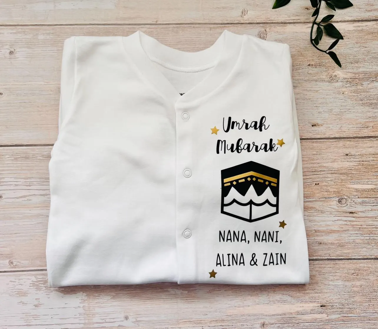 Umrah Mubarak Baby Grow | Personalised Hajj And Umrah Gifts | Islamic Baby Gifts | Hajj Mubarak Gifts From Baby | Hajj Gift | Phupho Chachu - image 4