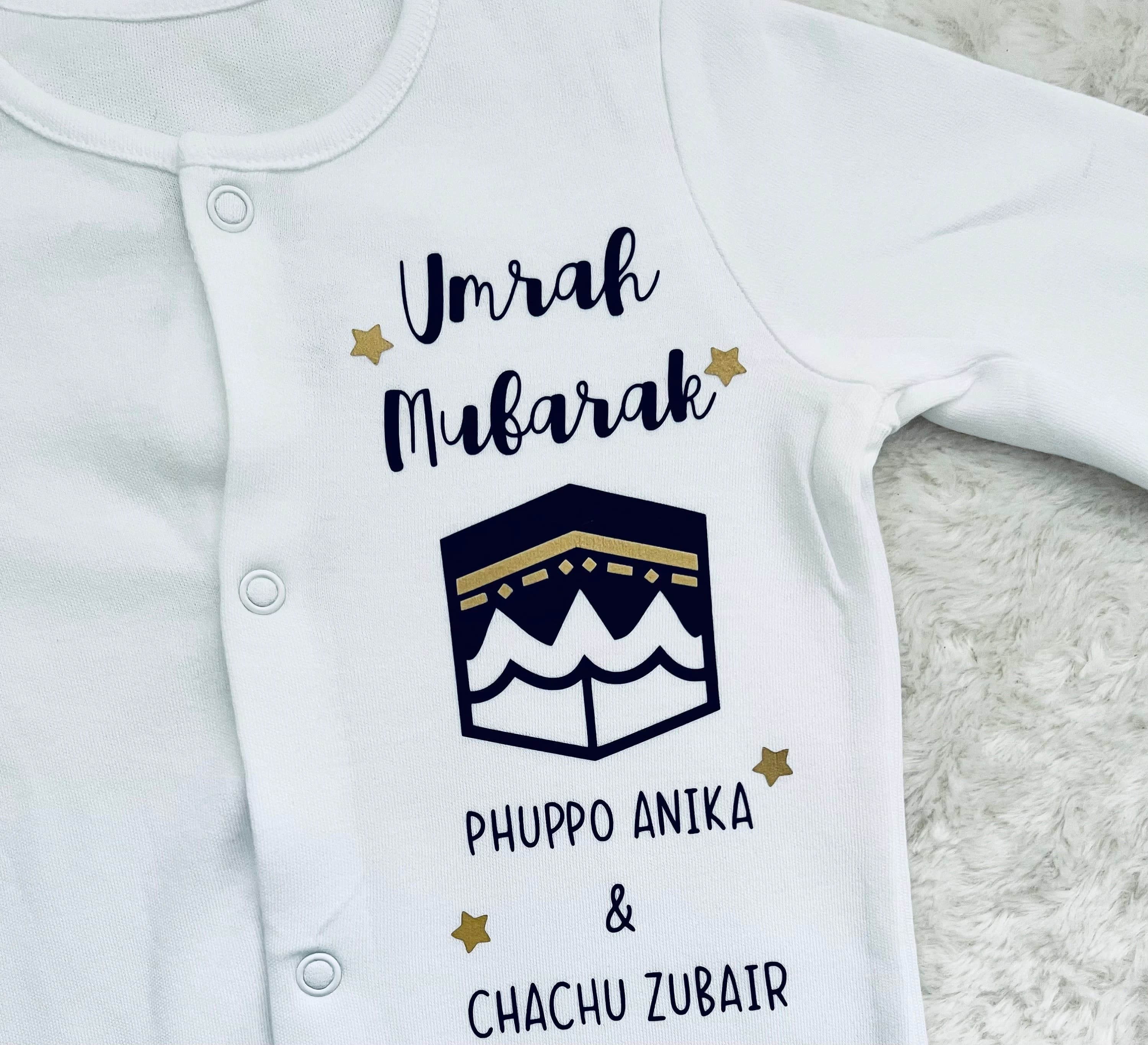 Umrah Mubarak Baby Grow | Personalised Hajj And Umrah Gifts | Islamic Baby Gifts | Hajj Mubarak Gifts From Baby | Hajj Gift | Phupho Chachu - image 5