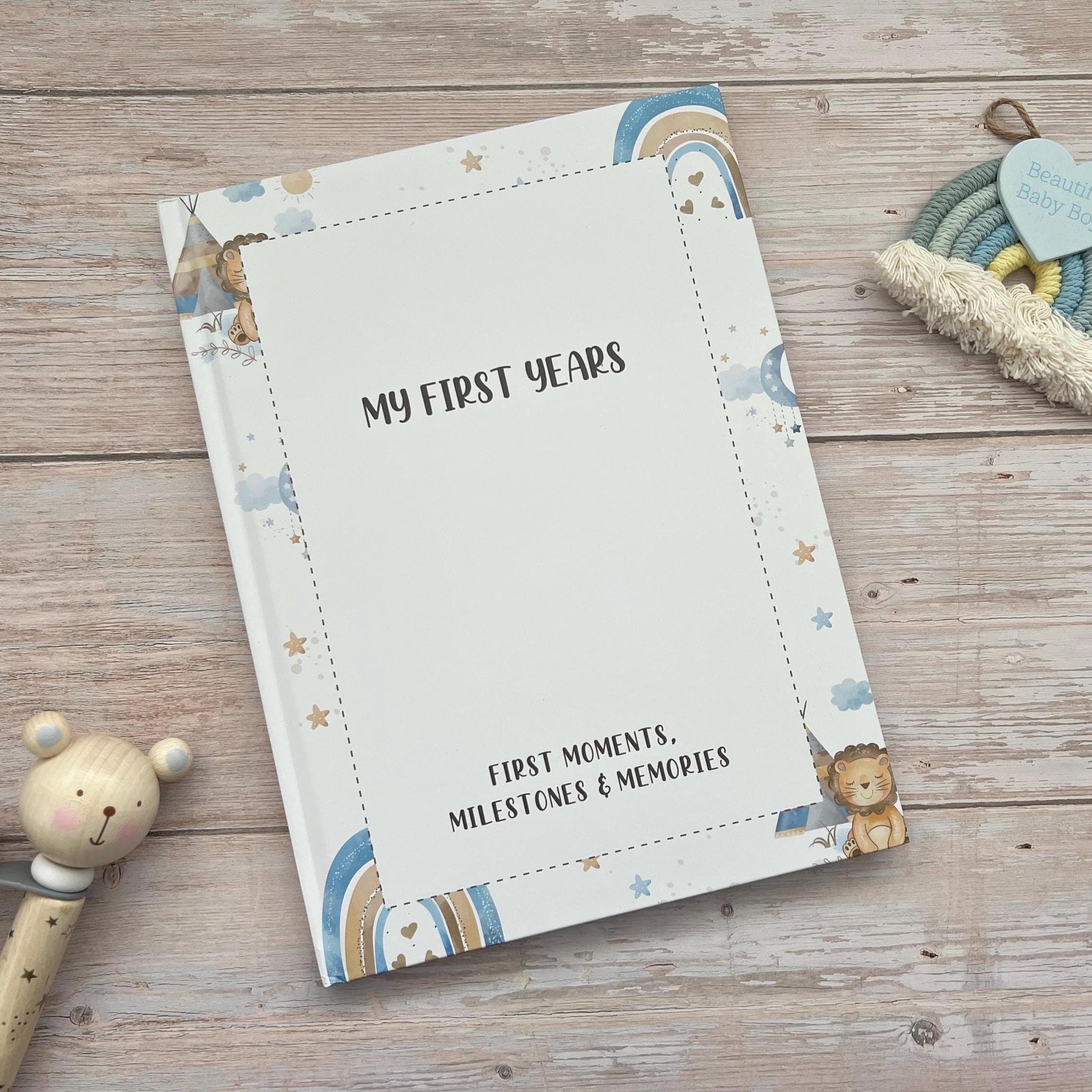 My First Years Record Book | Blue Baby Boy Book | Personalised Baby Memory Baby Gift | New Baby Boy Gift | Bump To Birth Journal | 5 Years