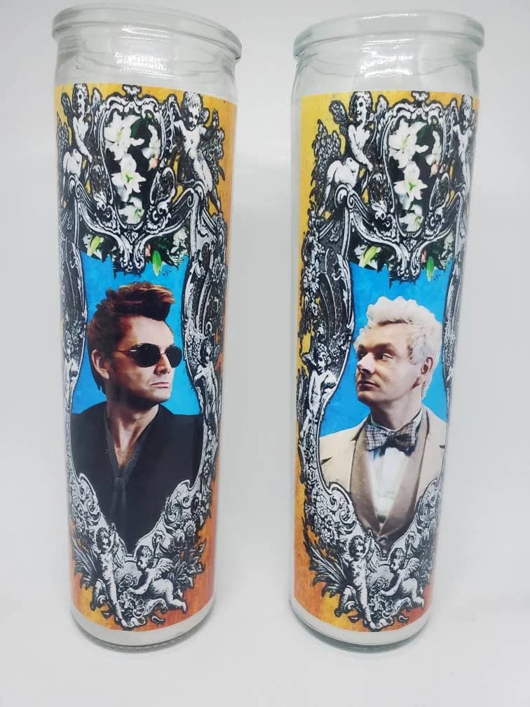 Good Omens Inspired// Crowley// Aziraphale// Neil Gaiman// Terry Pratchett// Fandom Devotion// Saint Candles// Fandles