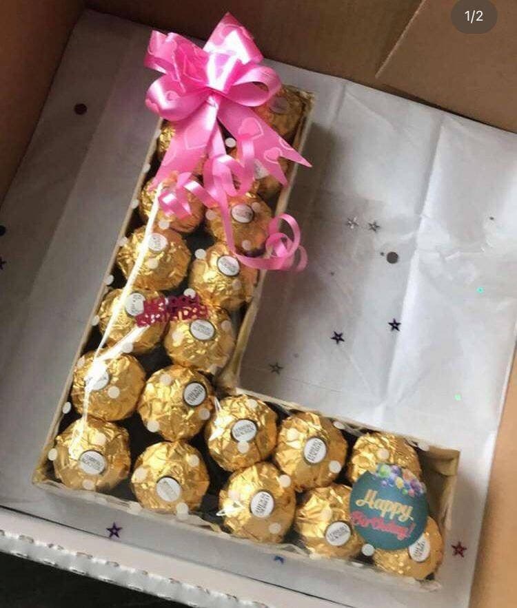 Delicious SWEET FILLED Letters, Pick&Mix, 20-22cm, cellophane wrapped, ( ribbon/bow) wooden keepsake, made to order,Halal. - image 4