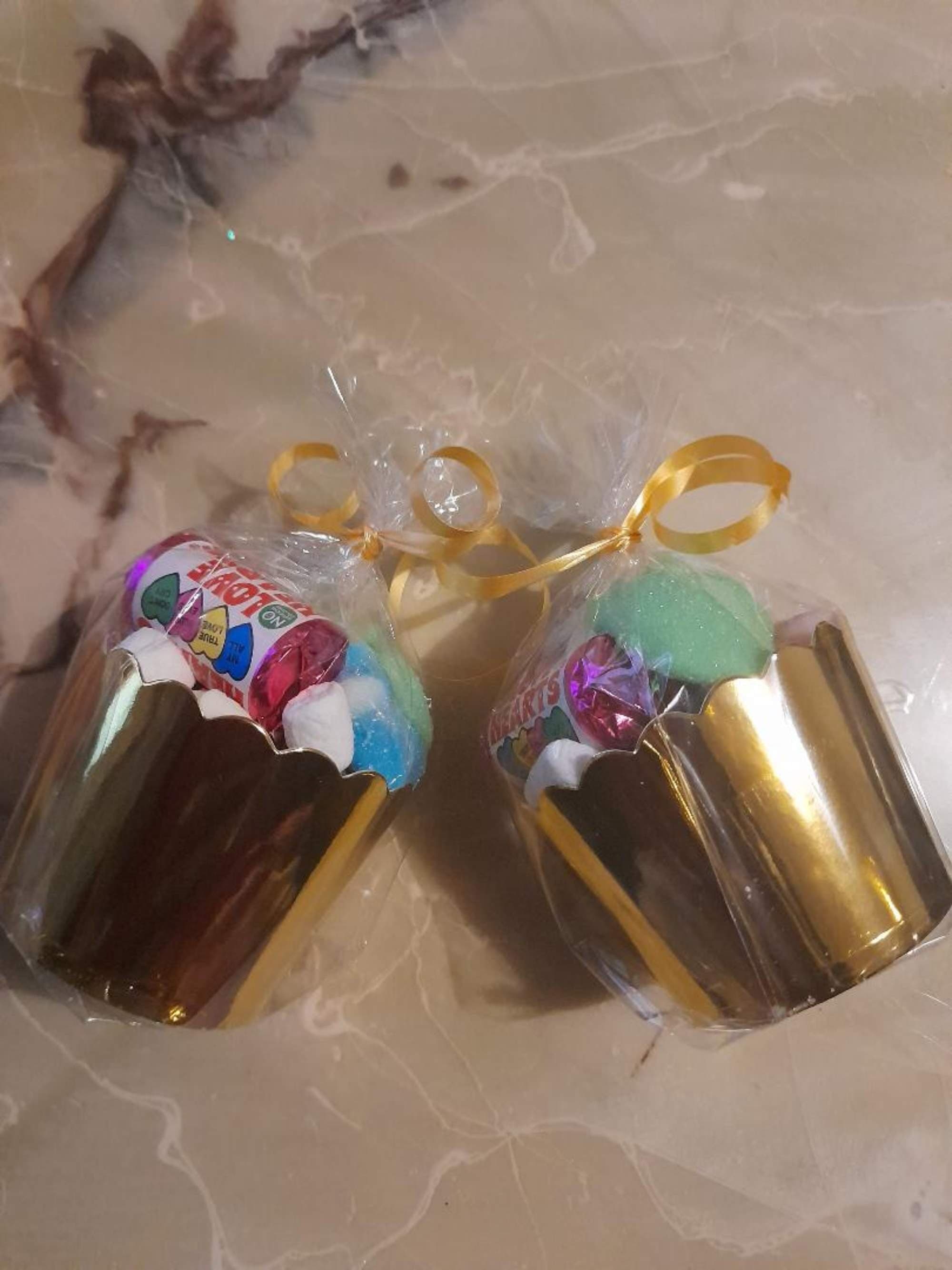 New Gold Sweet Cups With Ribbon, Suitable for Parties, Weddings, Christenings, Uk Only