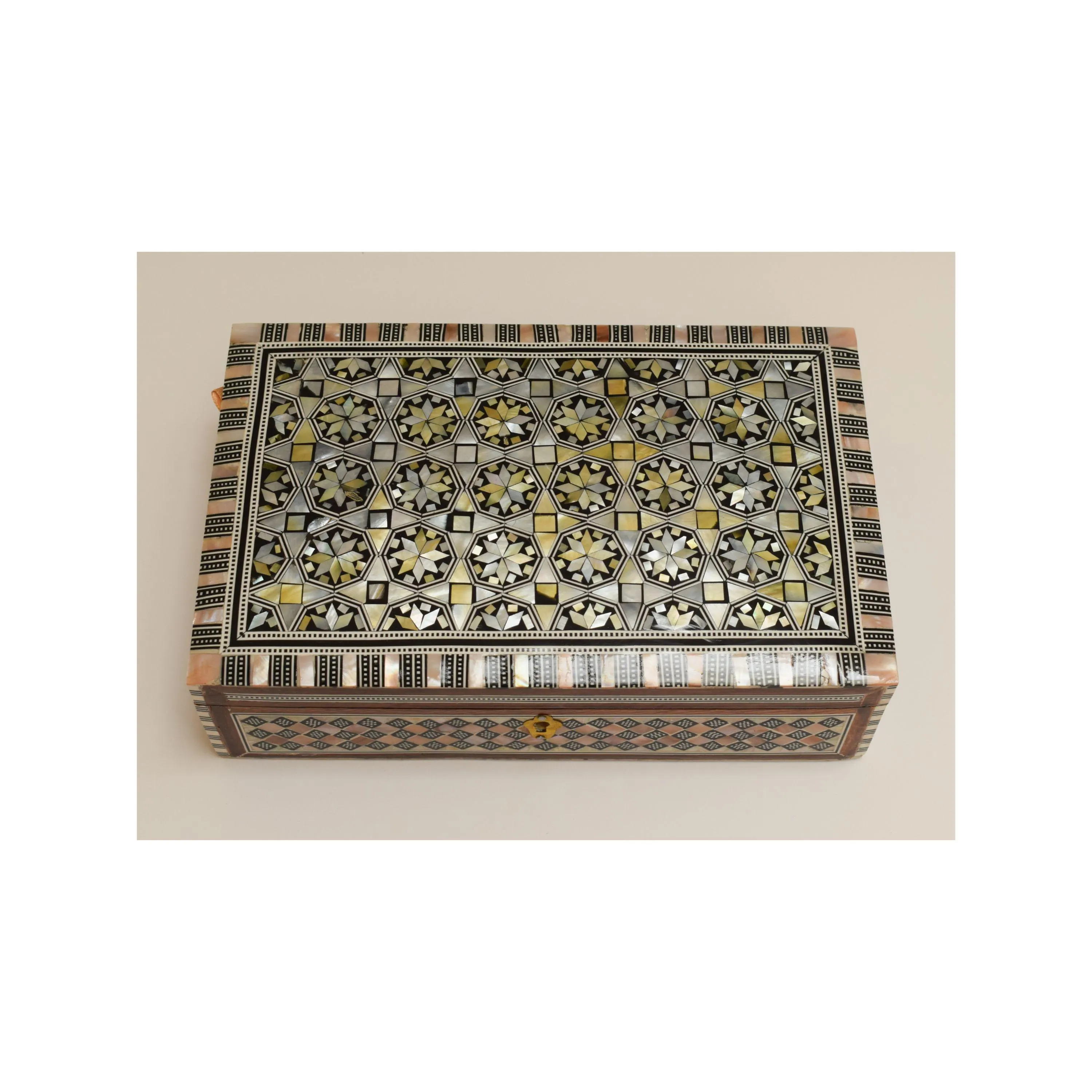 Handmade Mother of Pearl Jewelry Box – Arabic Mosaic Inlay Keepsake, Morocco Artisan Storage