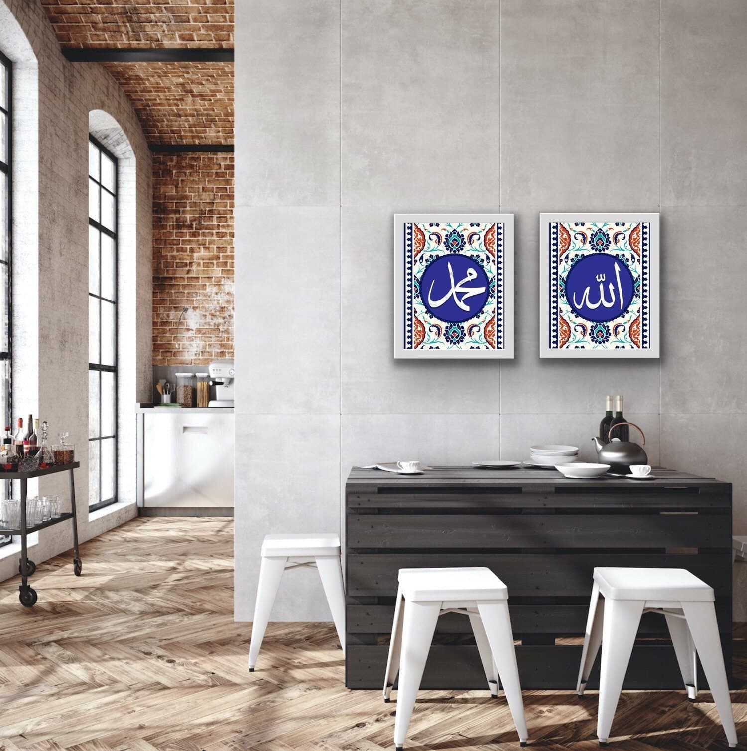 Islamic Poster Islam Wall Art, Allah Mohammed Wall Print, Frameless Islamic Wall, Muslim Home Gift, Arabic Quran Calligraphy, Islamic Gift