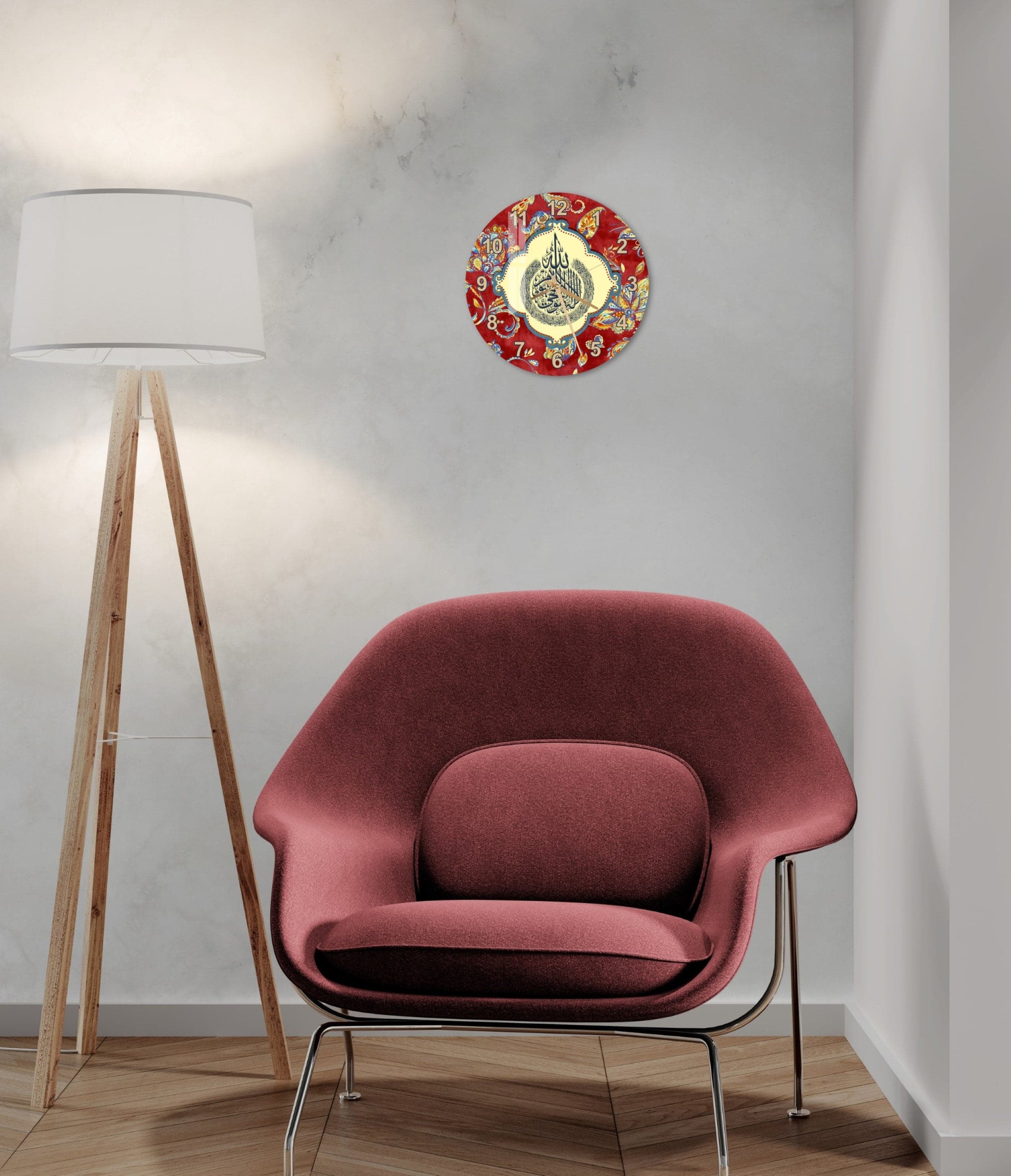 Tempered Glass Ayatul Kursi Islamic Wall Clock, Red Islamic Wall Art Decor, Muslim Home Decoration, Islamic Gifts, Arabic Quran Calligraphy - image 3