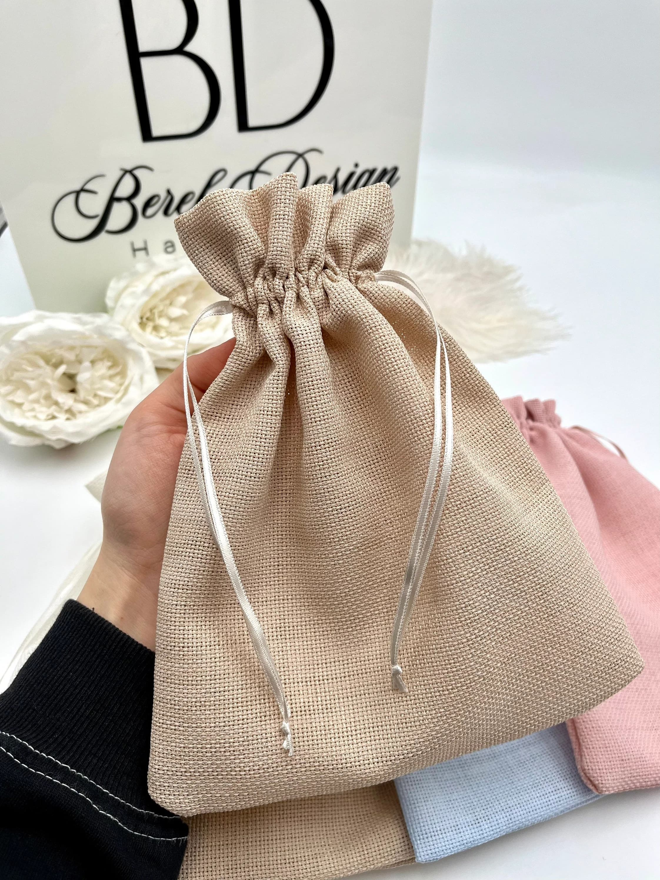 Medium Baby Shower Gift Pouch, Treat Bags, Candy Pouch, Bags for Favors, Party Favors, Party Bags, Birthday Favor Bag, Fabric Gift Pouch - image 2