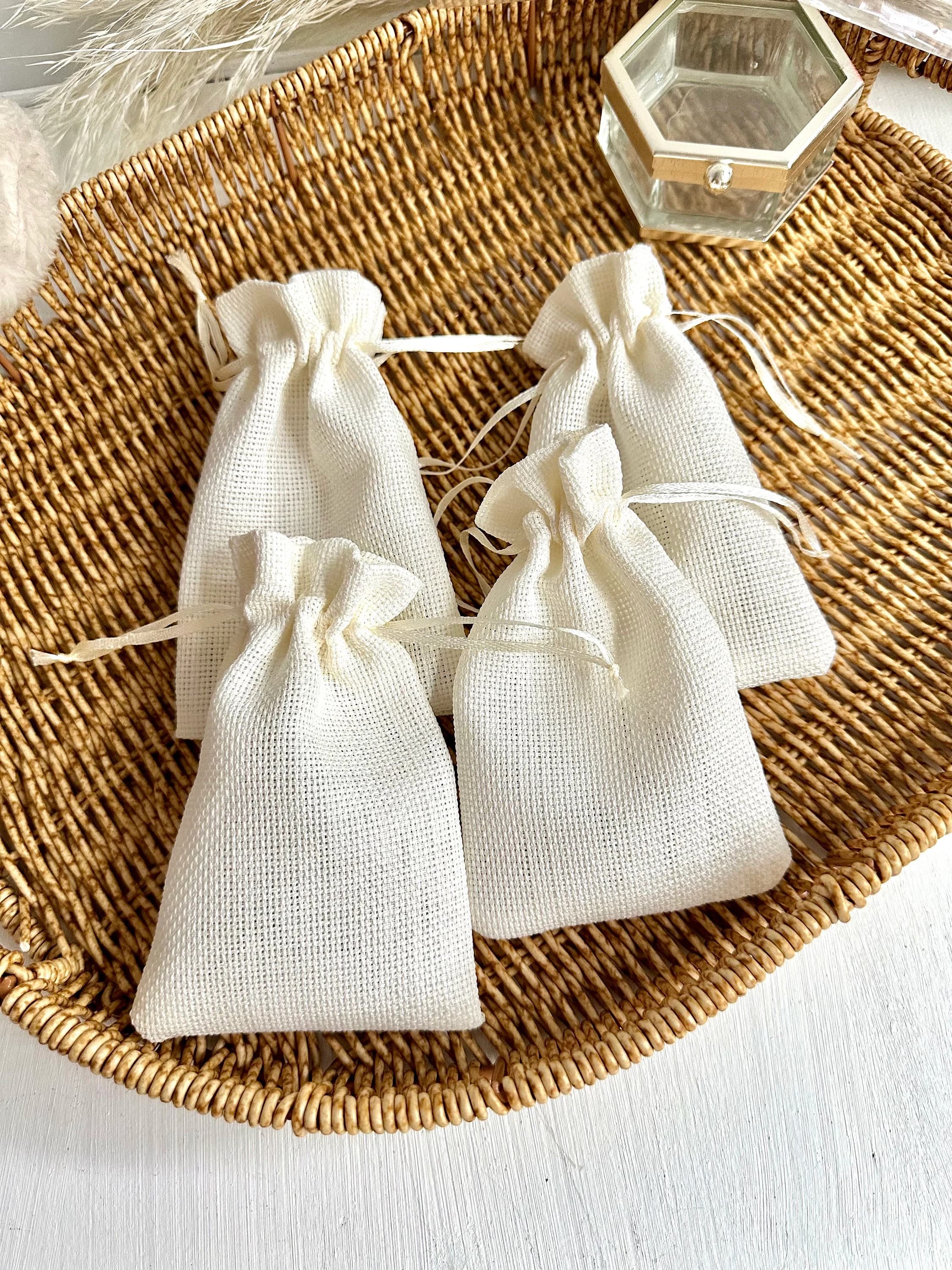 50 pcs White Gift Bag, Cream Gift Pouch, Baby Shower Gift Bag, Treat Bag, Candy Pouch, Birthday Party Favor Bag, Fabric Gift Pouch - image 4