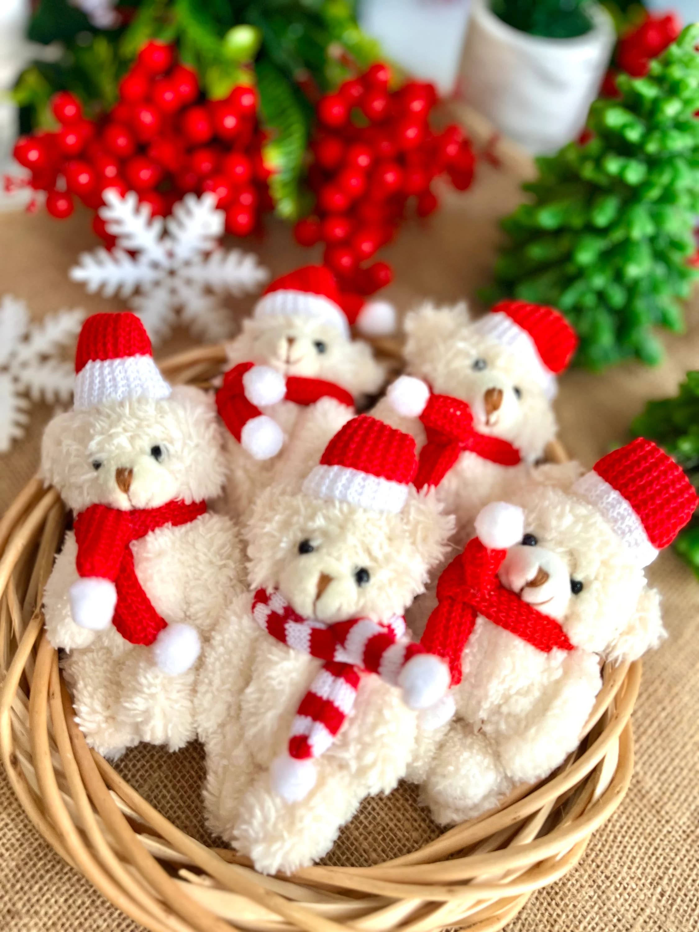 Merry Christmas Family Gifts, Friend Noel Gift Keychain, Plush Teddy Bear Keychain, Thank You Beary Much, Christmas Favor, Xmas Ornament - image 5