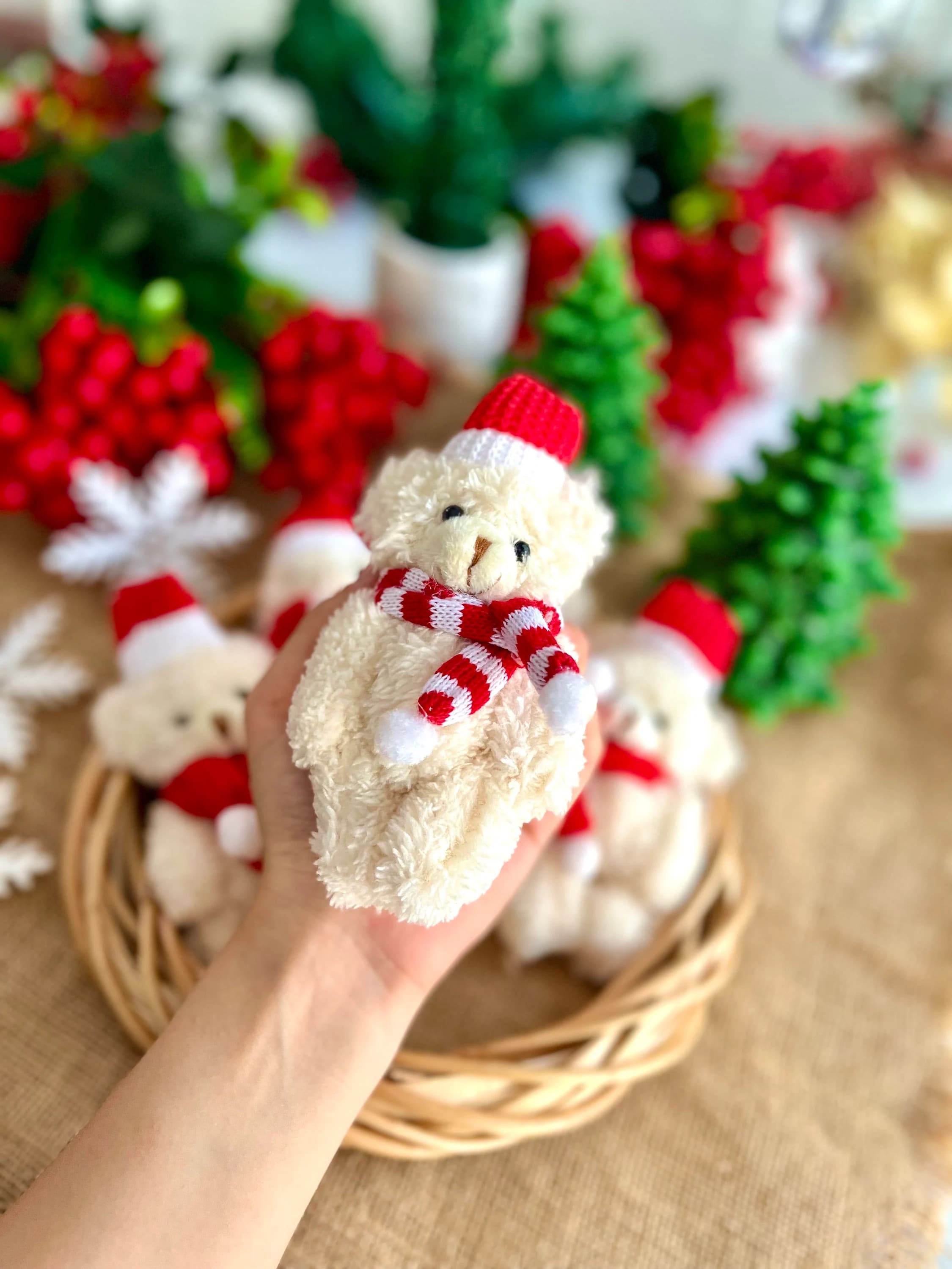 Merry Christmas Family Gifts, Friend Noel Gift Keychain, Plush Teddy Bear Keychain, Thank You Beary Much, Christmas Favor, Xmas Ornament - image 3