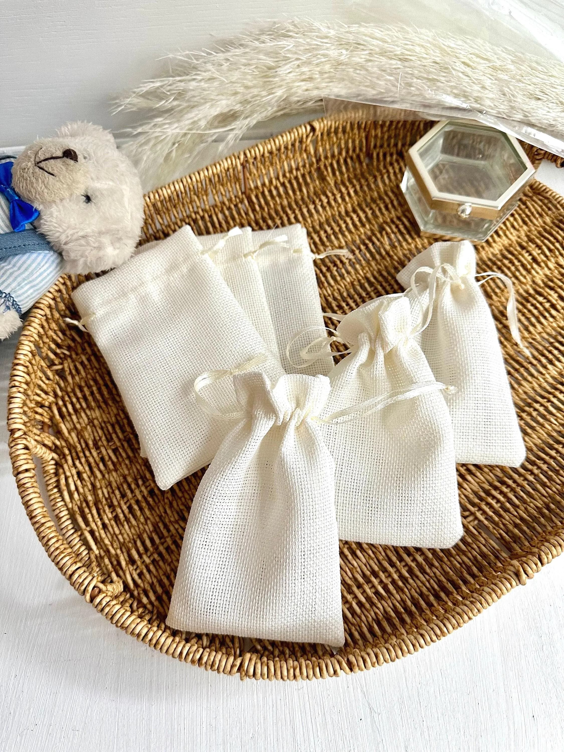50 pcs White Gift Bag, Cream Gift Pouch, Baby Shower Gift Bag, Treat Bag, Candy Pouch, Birthday Party Favor Bag, Fabric Gift Pouch - image 3