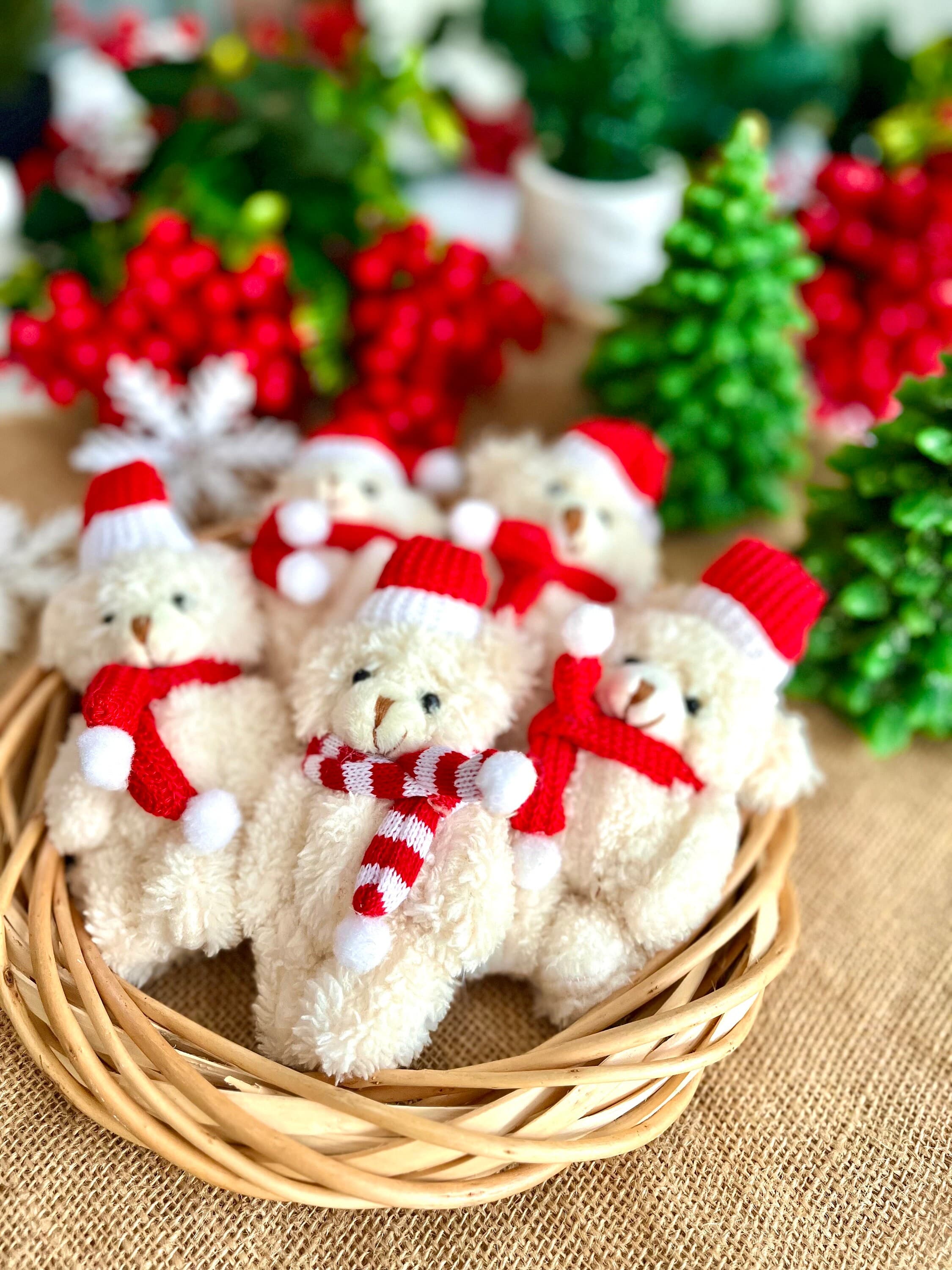Merry Christmas Family Gifts, Friend Noel Gift Keychain, Plush Teddy Bear Keychain, Thank You Beary Much, Christmas Favor, Xmas Ornament - image 4