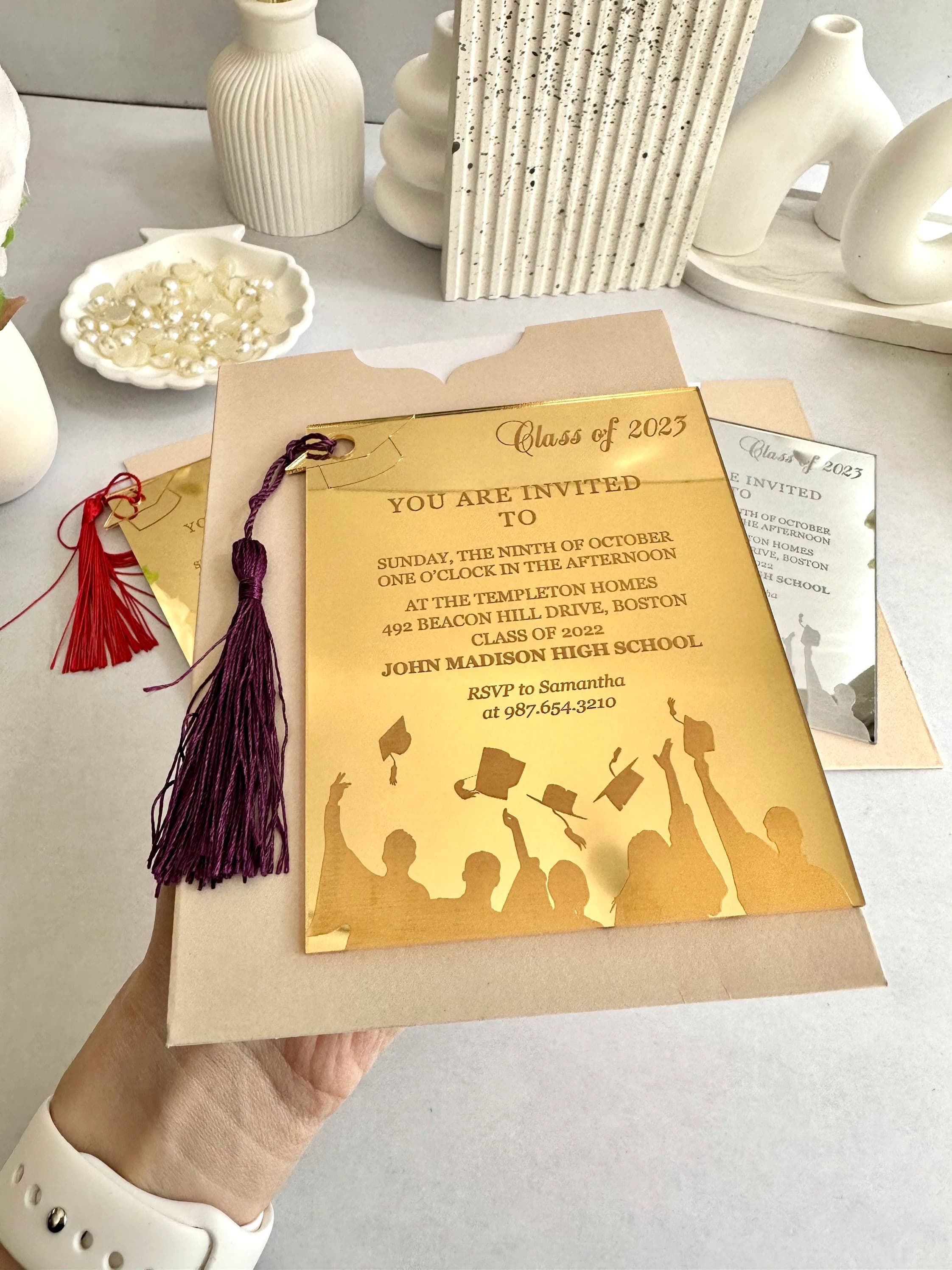 Graduation Invitation, Graduation Anouncement, Graduation Cap, Class of 2024 Invite, Prom Gift, Graduation Gift for Her, College Grad Card - image 3