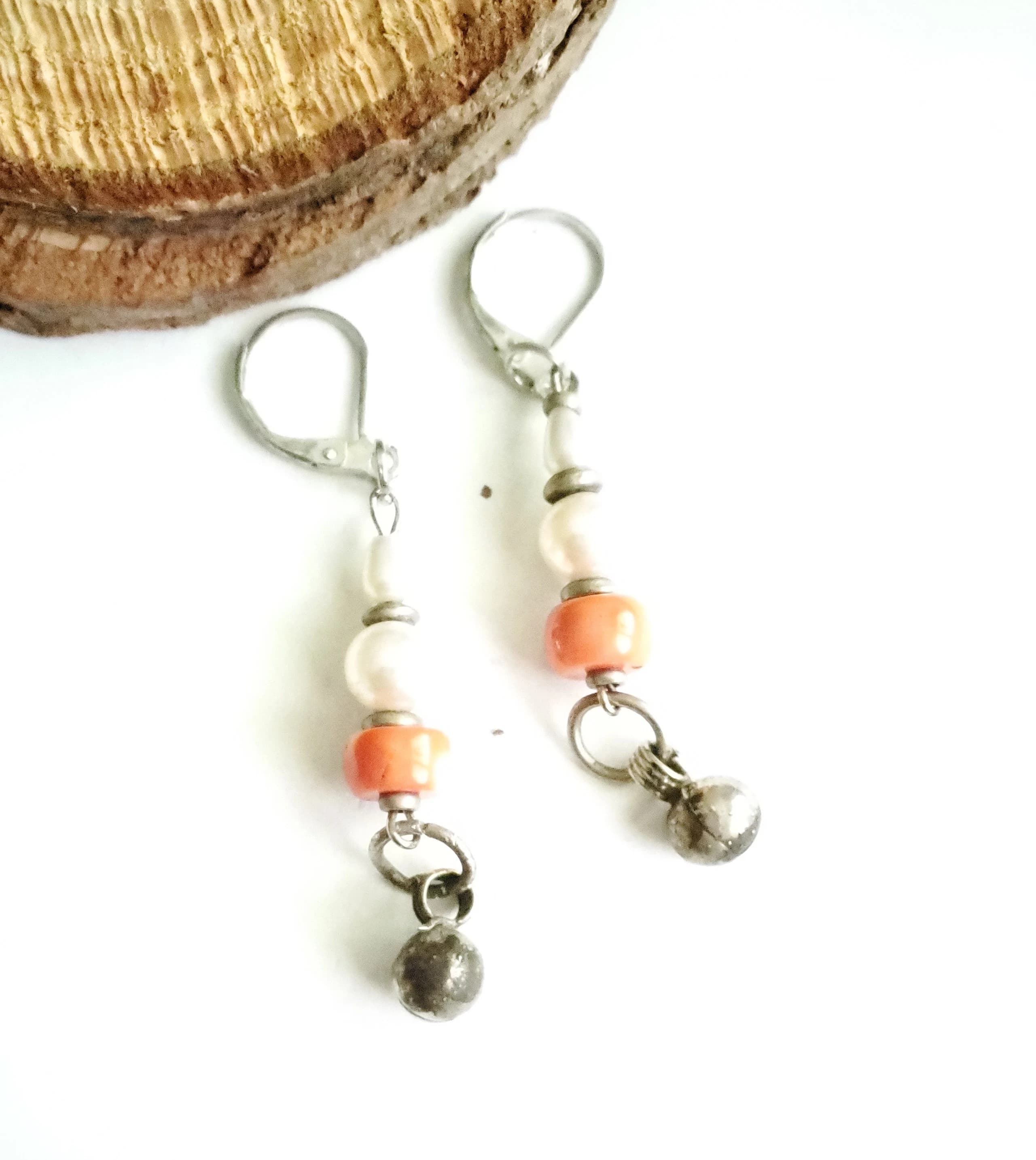 Antique Yemen Silver Coral Earrings with Bells: Bawsani Jewelry - image 4
