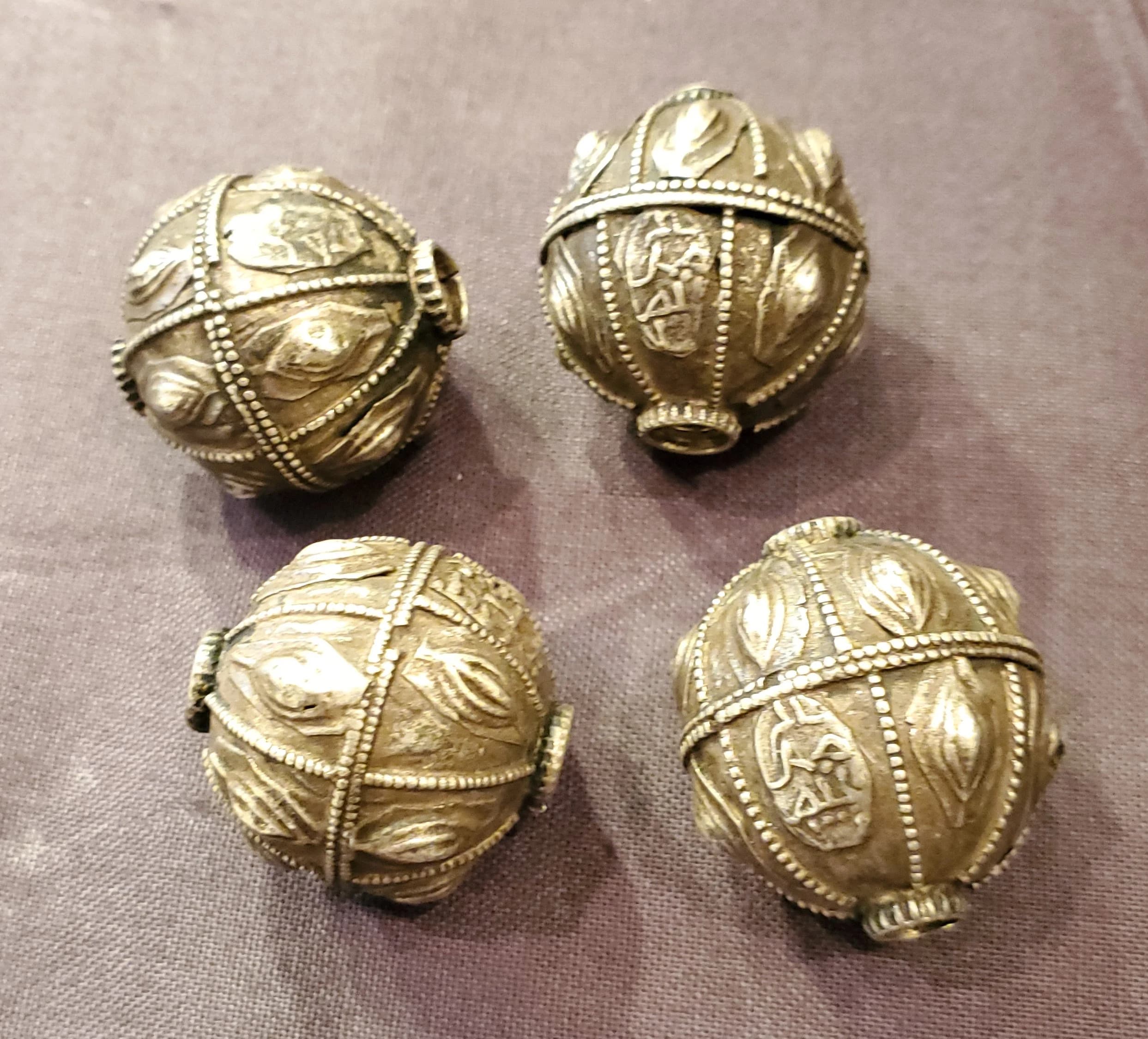 Vintage Yemen Silver Globe Beads: Bedouin Tribal Jewelry Supplies