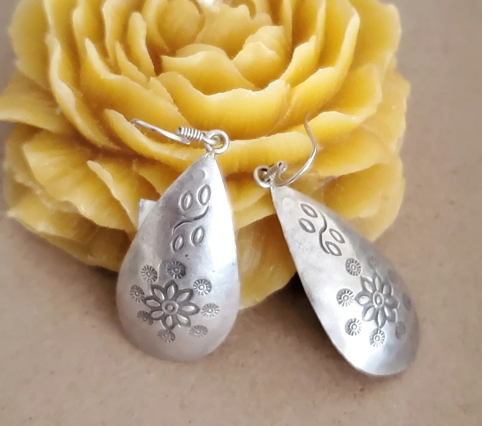 Moroccan Berber Sterling Silver Dangle Earrings: Floral Jewelry - image 3