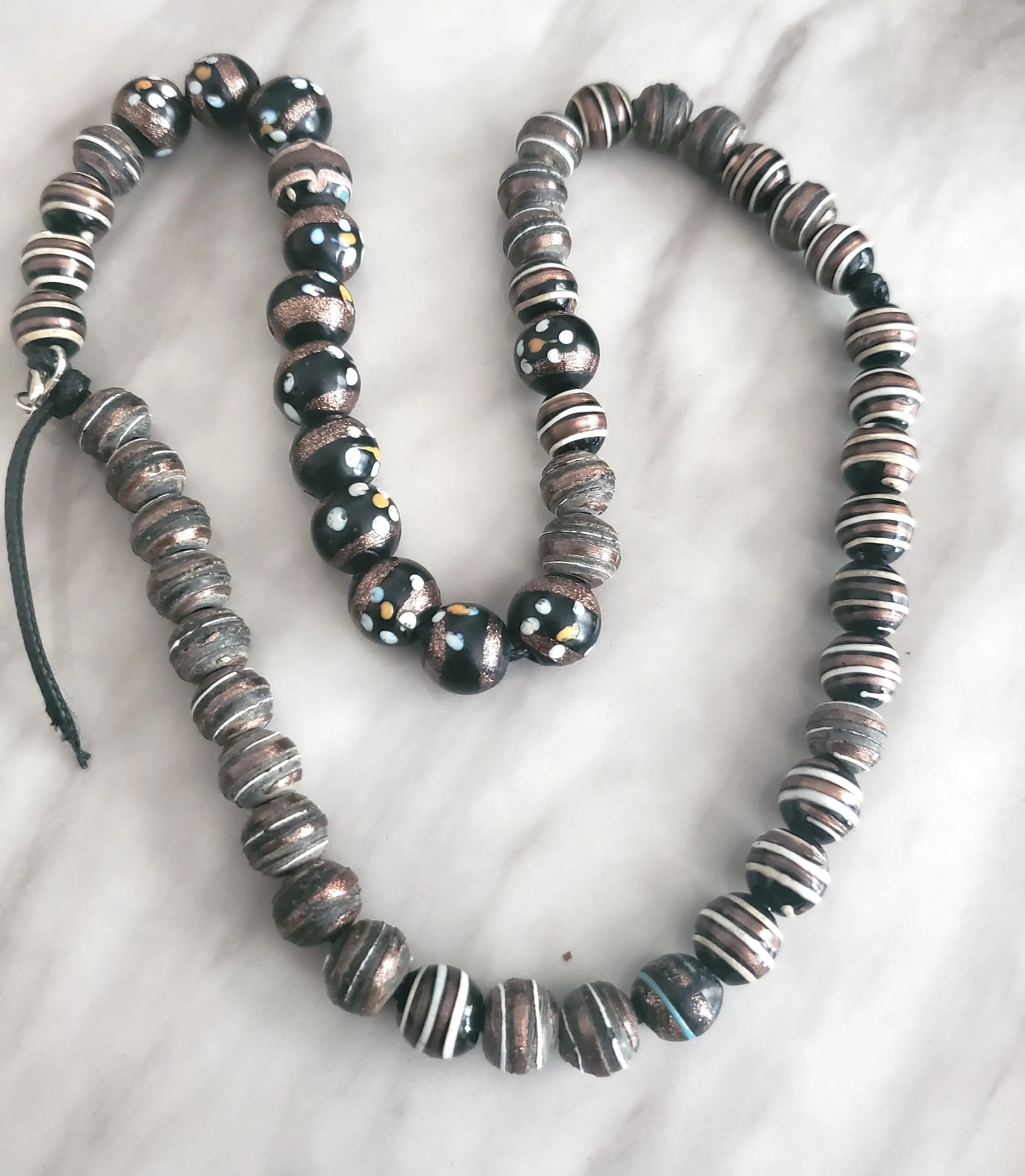 Vintage Venetian Glass Trade Beads: 56 Collectible African Beads Strand - image 5