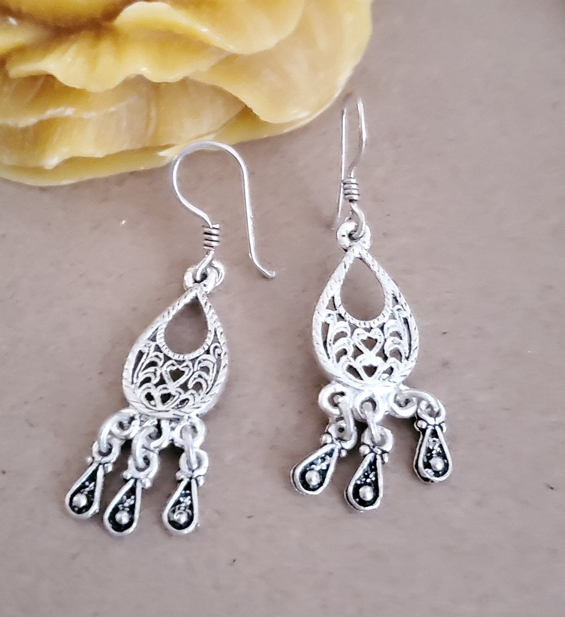 Vintage Silver Tuareg Dangle Earrings: Moroccan Tribal Jewelry