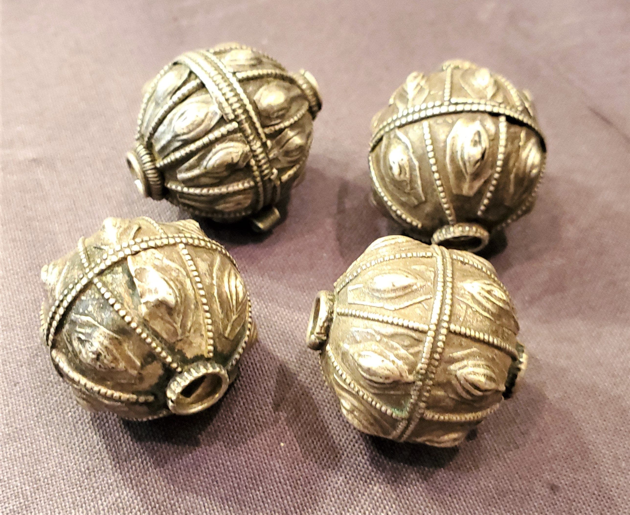 Vintage Yemen Silver Globe Beads: Bedouin Tribal Jewelry Supplies - image 5