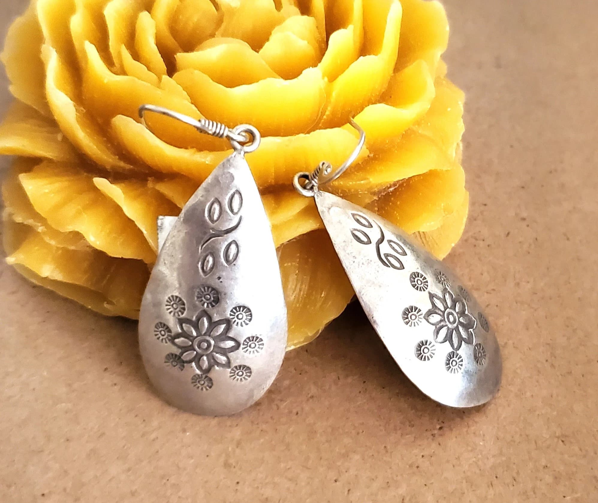 Moroccan Berber Sterling Silver Dangle Earrings: Floral Jewelry - image 5